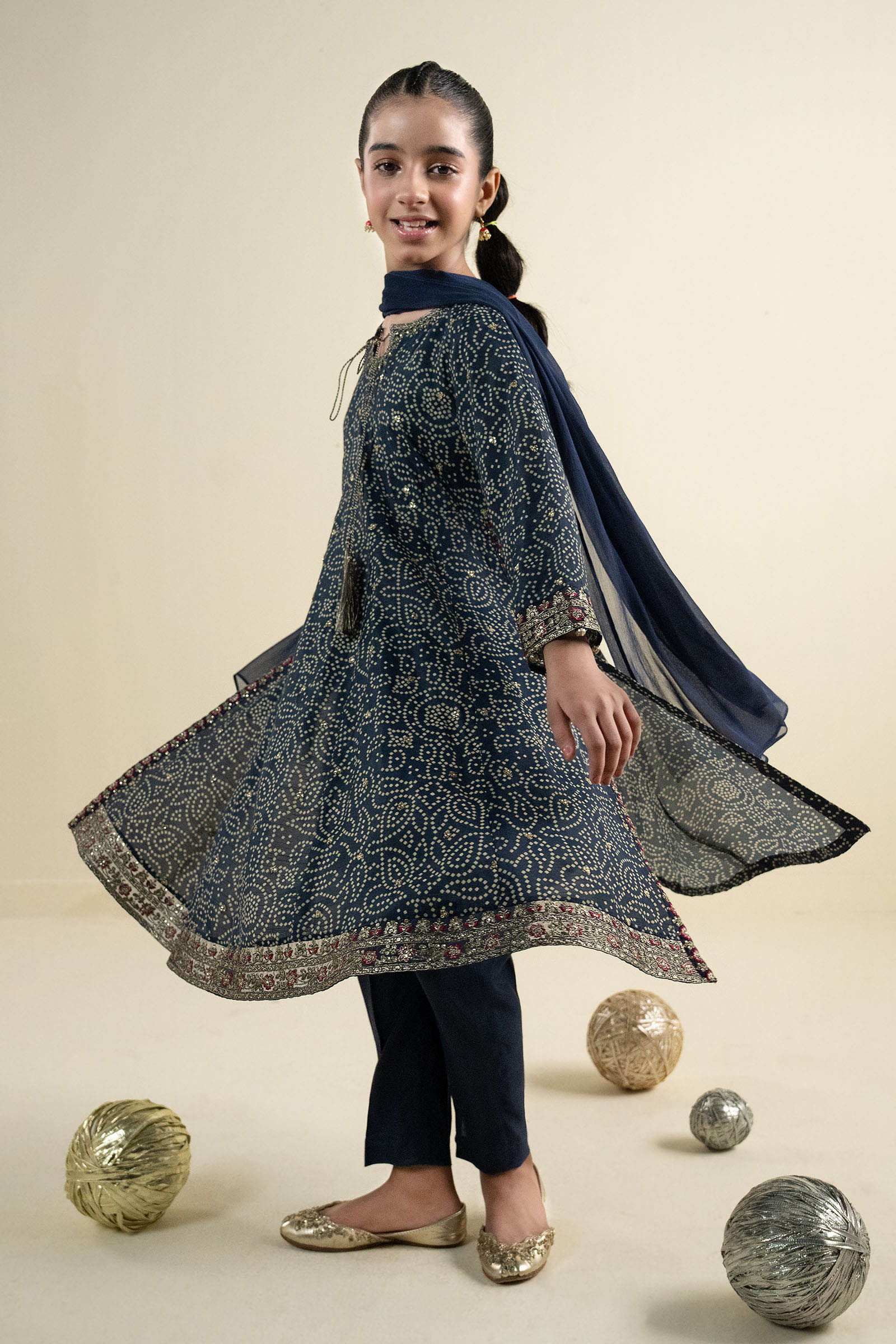 3 Piece Embroidered Raw Silk Suit