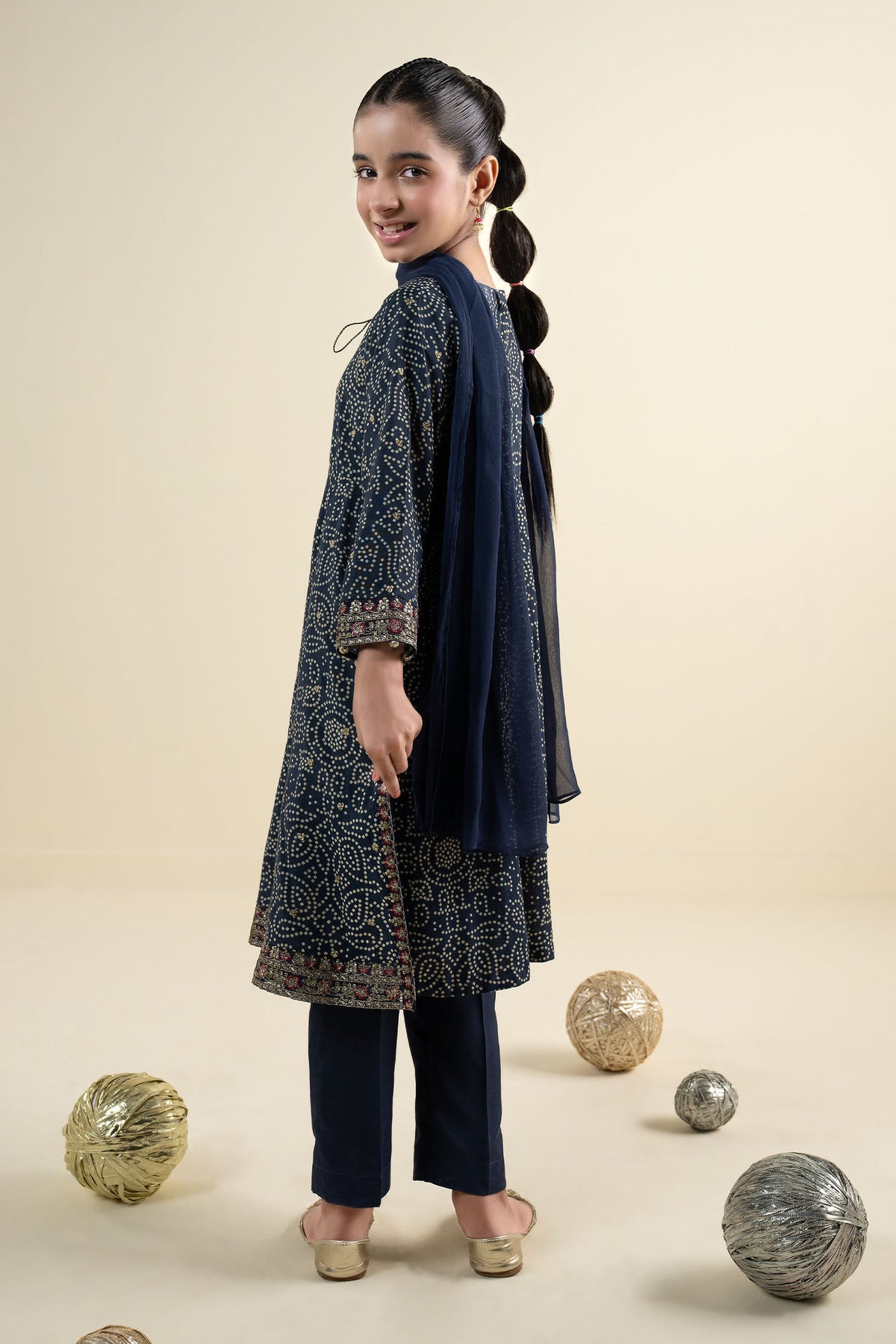 3 Piece Embroidered Raw Silk Suit