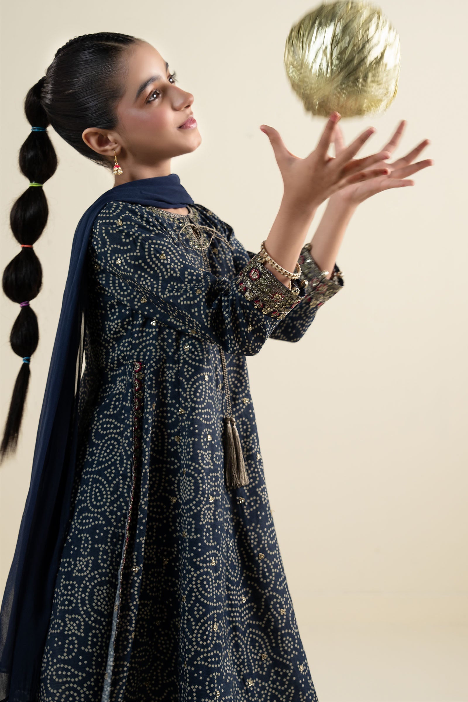 3 Piece Embroidered Raw Silk Suit