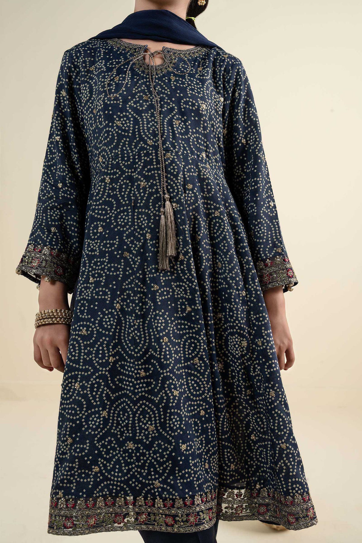 3 Piece Embroidered Raw Silk Suit