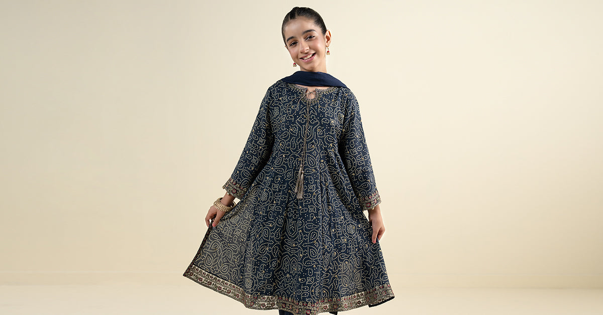 3 Piece Embroidered Raw Silk Suit