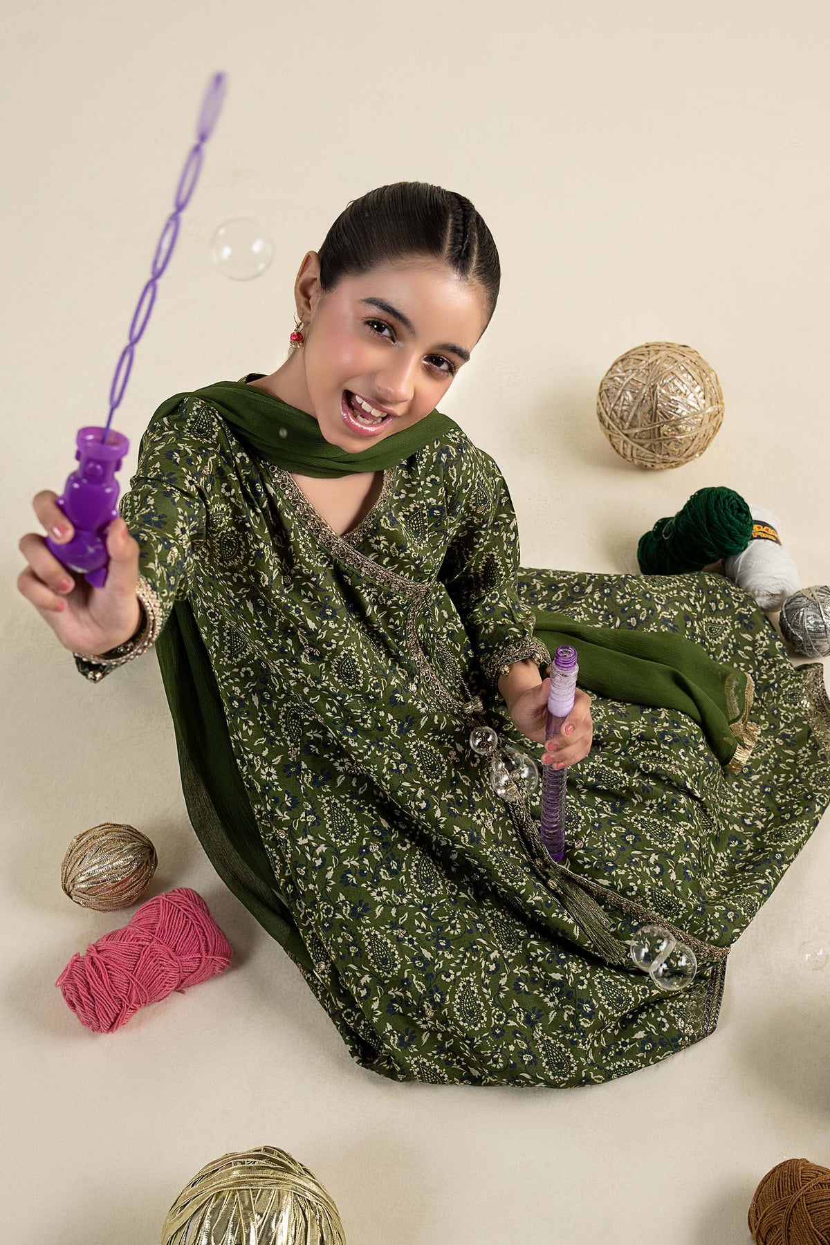 3 Piece Embroidered Raw Silk Suit