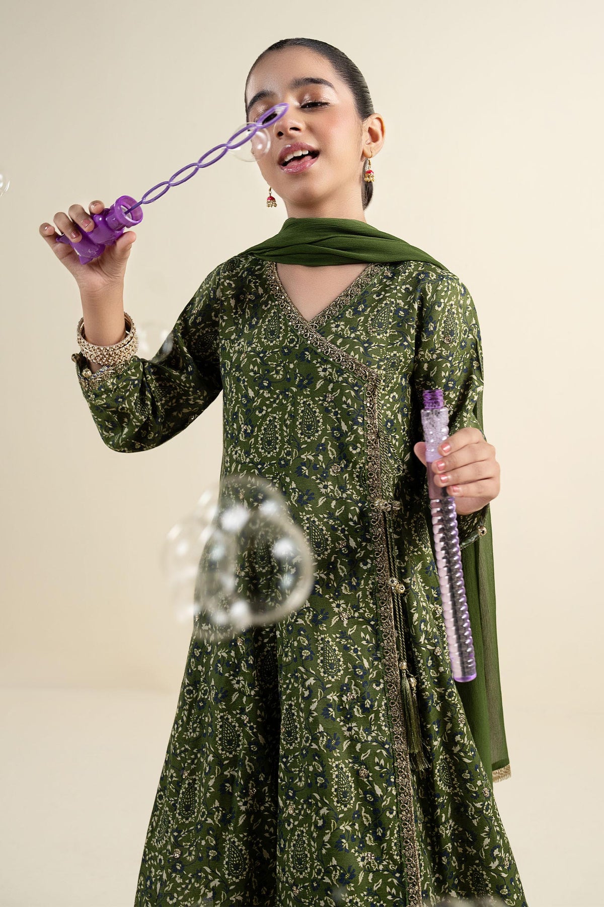 3 Piece Embroidered Raw Silk Suit