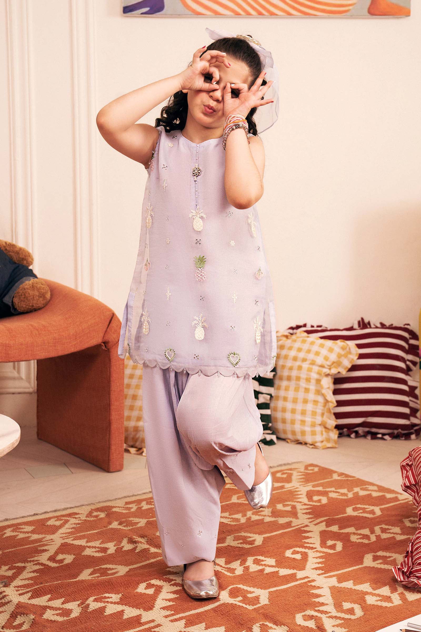 2 Piece Embroidered Organza Suit