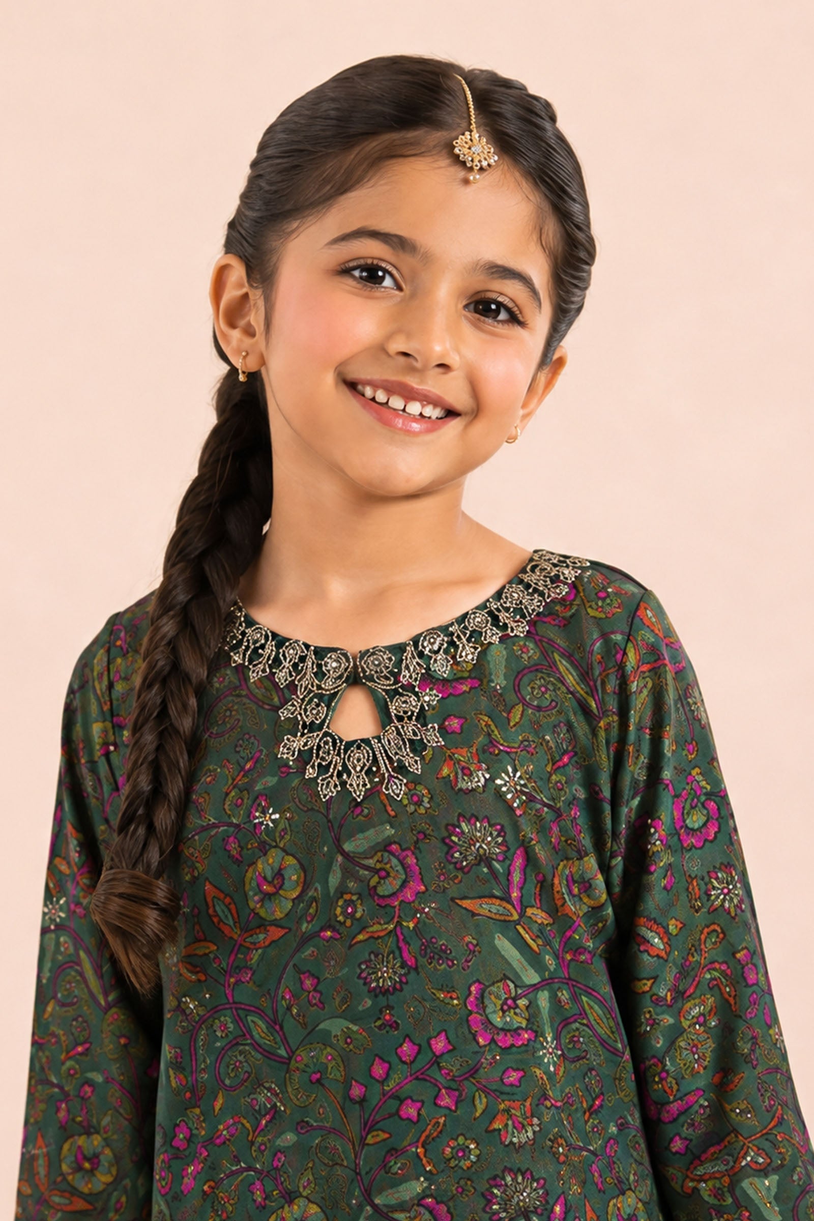 3 Piece Embroidered Raw Silk Suit