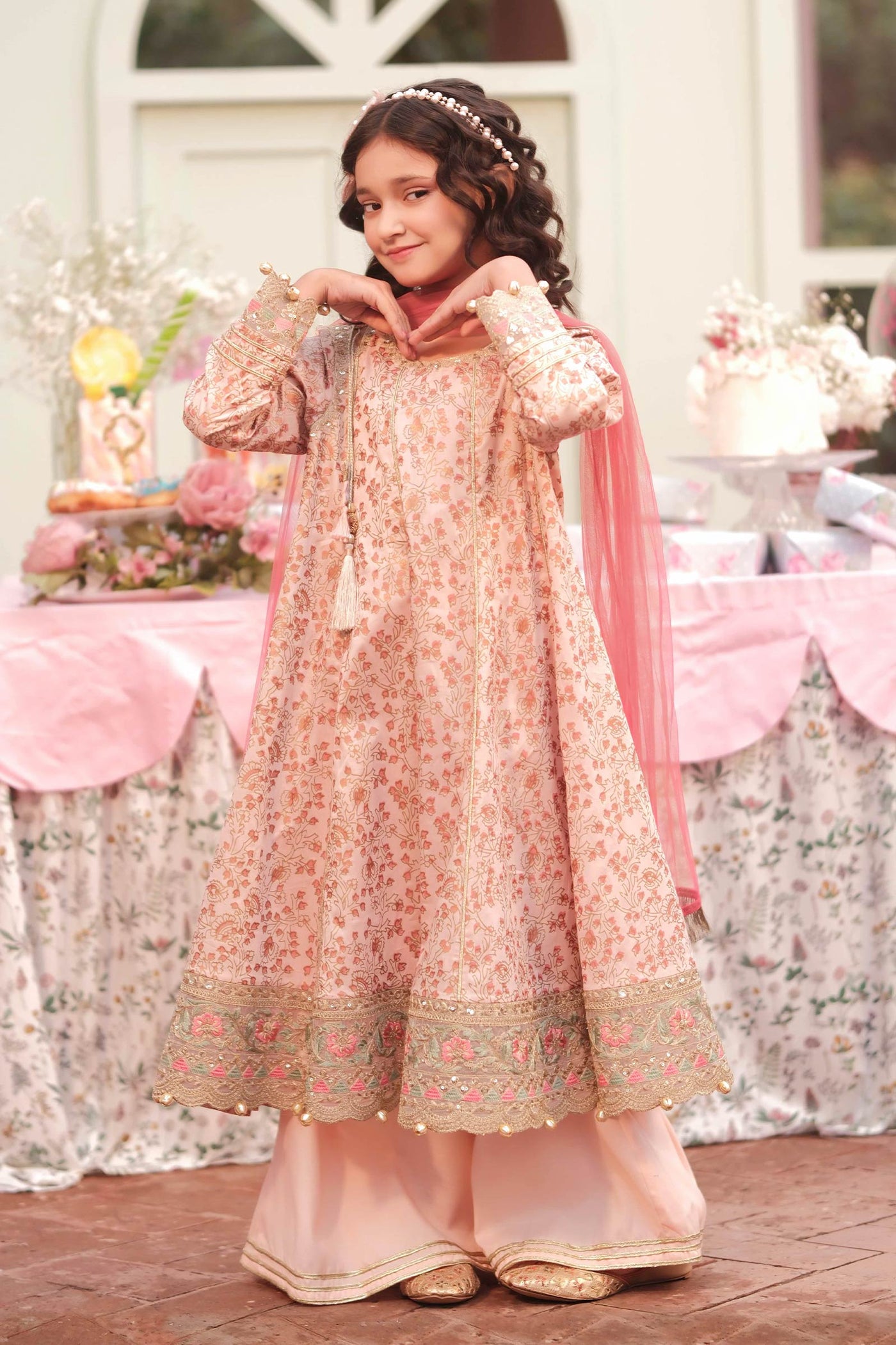 3 Piece Embroidered Cotton Satin Suit | MKS-EF25-08