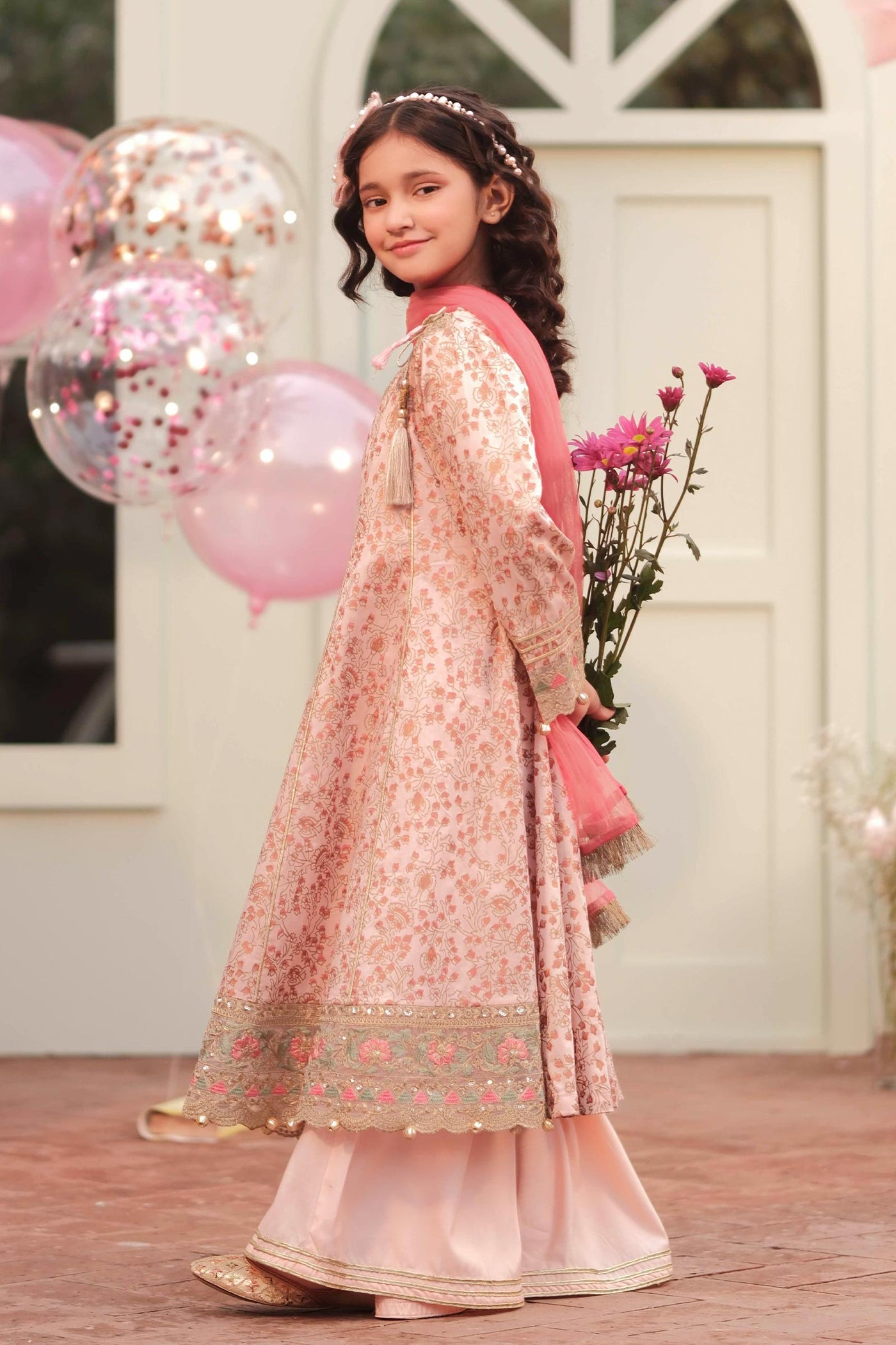 3 Piece Embroidered Cotton Satin Suit | MKS-EF25-08