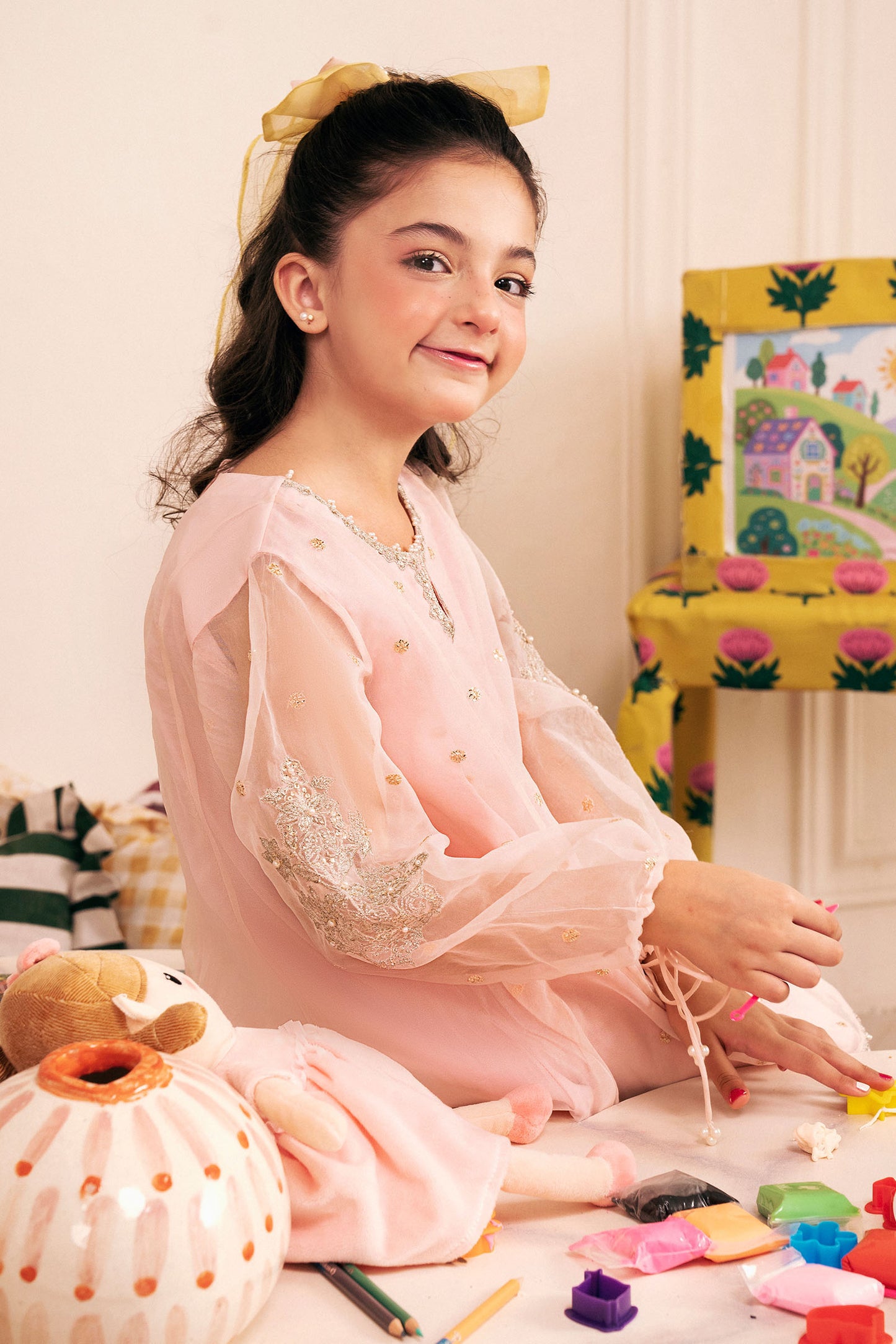 2 Piece Embroidered Organza Suit