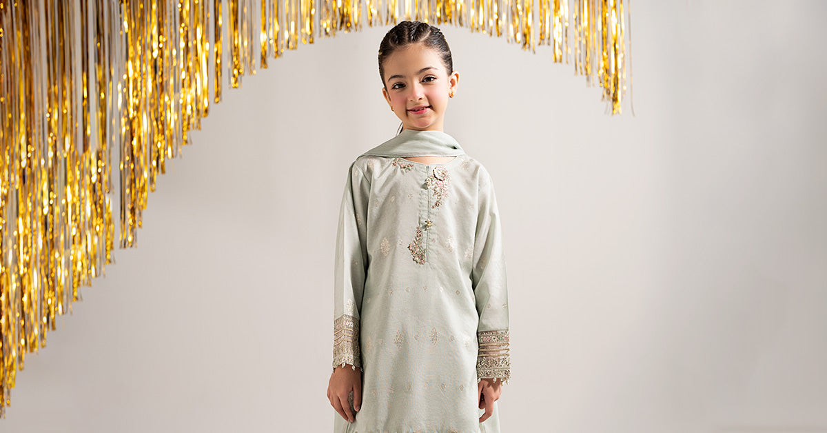 3 Piece Embroidered Staple Lurex Suit
