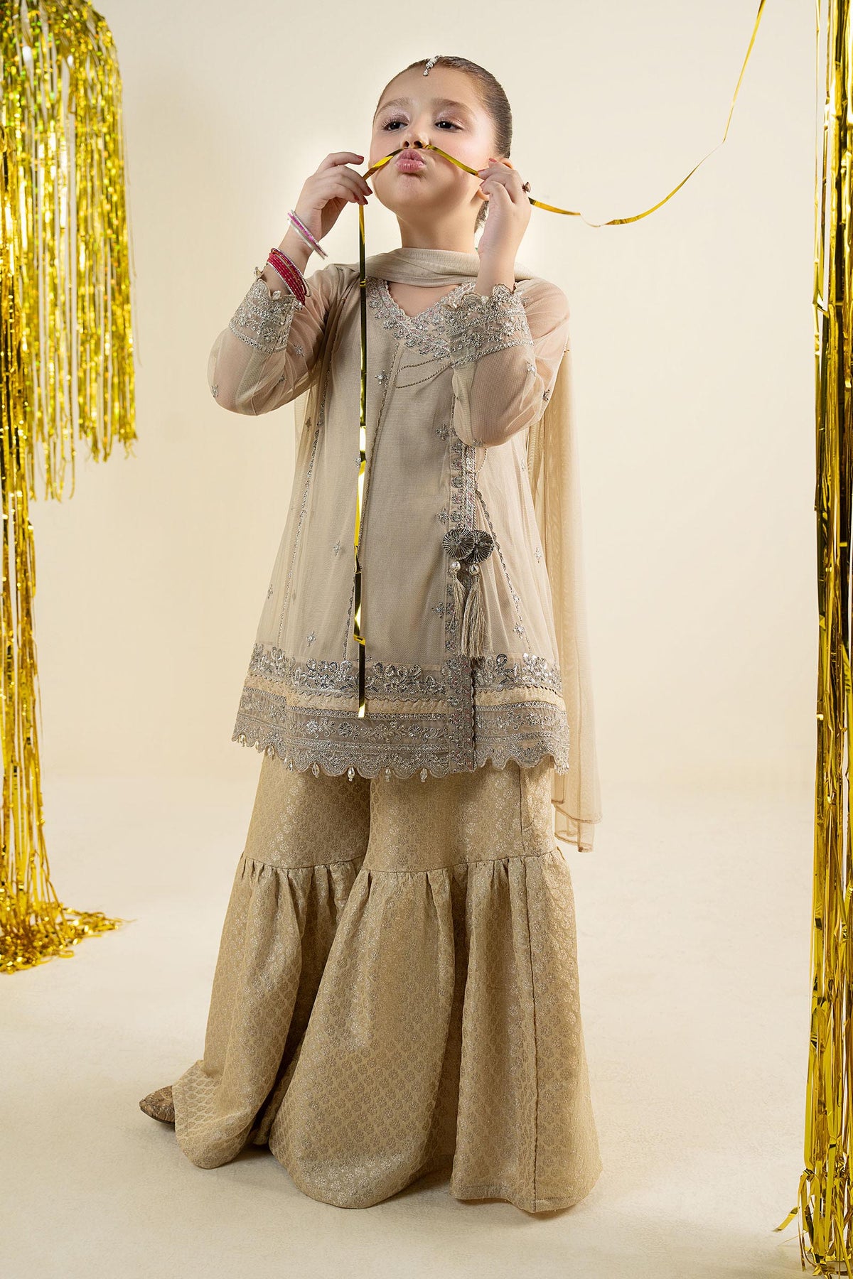 3 Piece Embroidered Net Suit