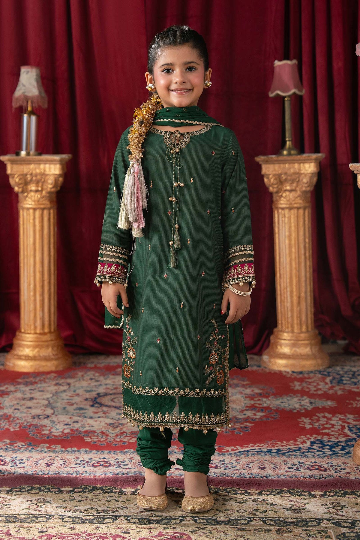 3 Piece Embroidered Yarn Dyed Stripe Suit