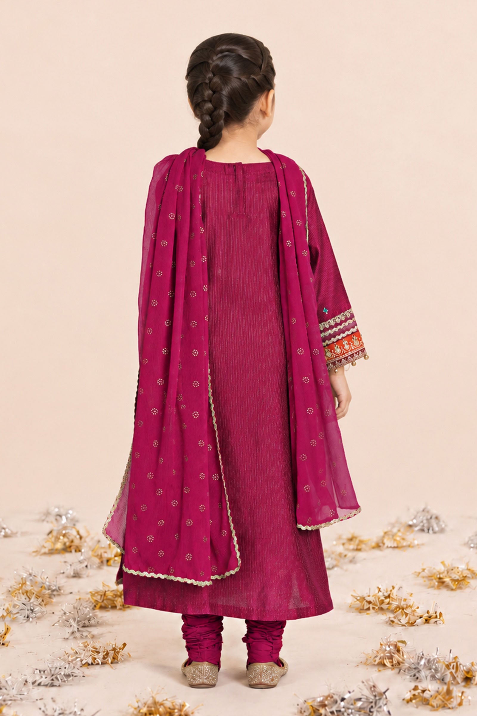 3 Piece Embroidered Yarn Dyed Stripe Suit
