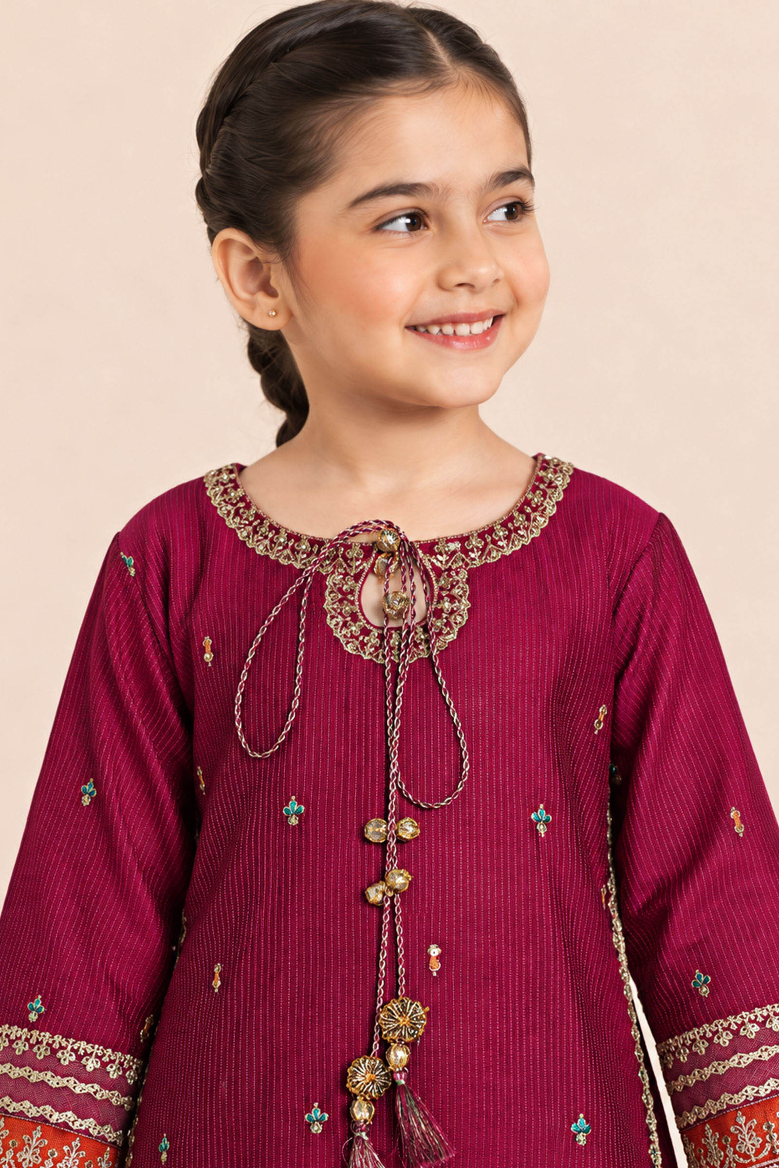 3 Piece Embroidered Yarn Dyed Stripe Suit