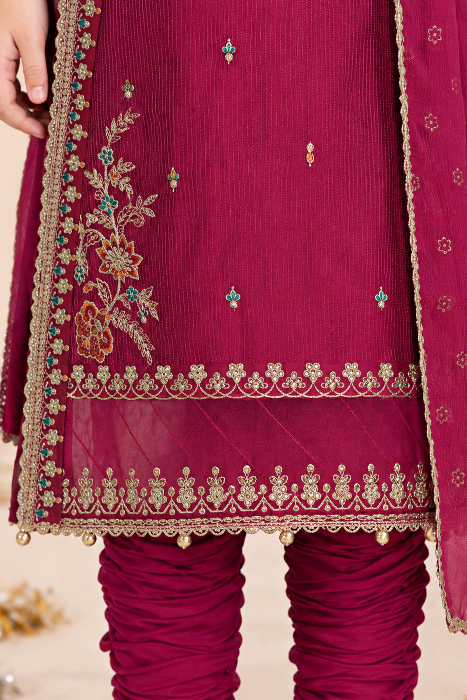 3 Piece Embroidered Yarn Dyed Stripe Suit