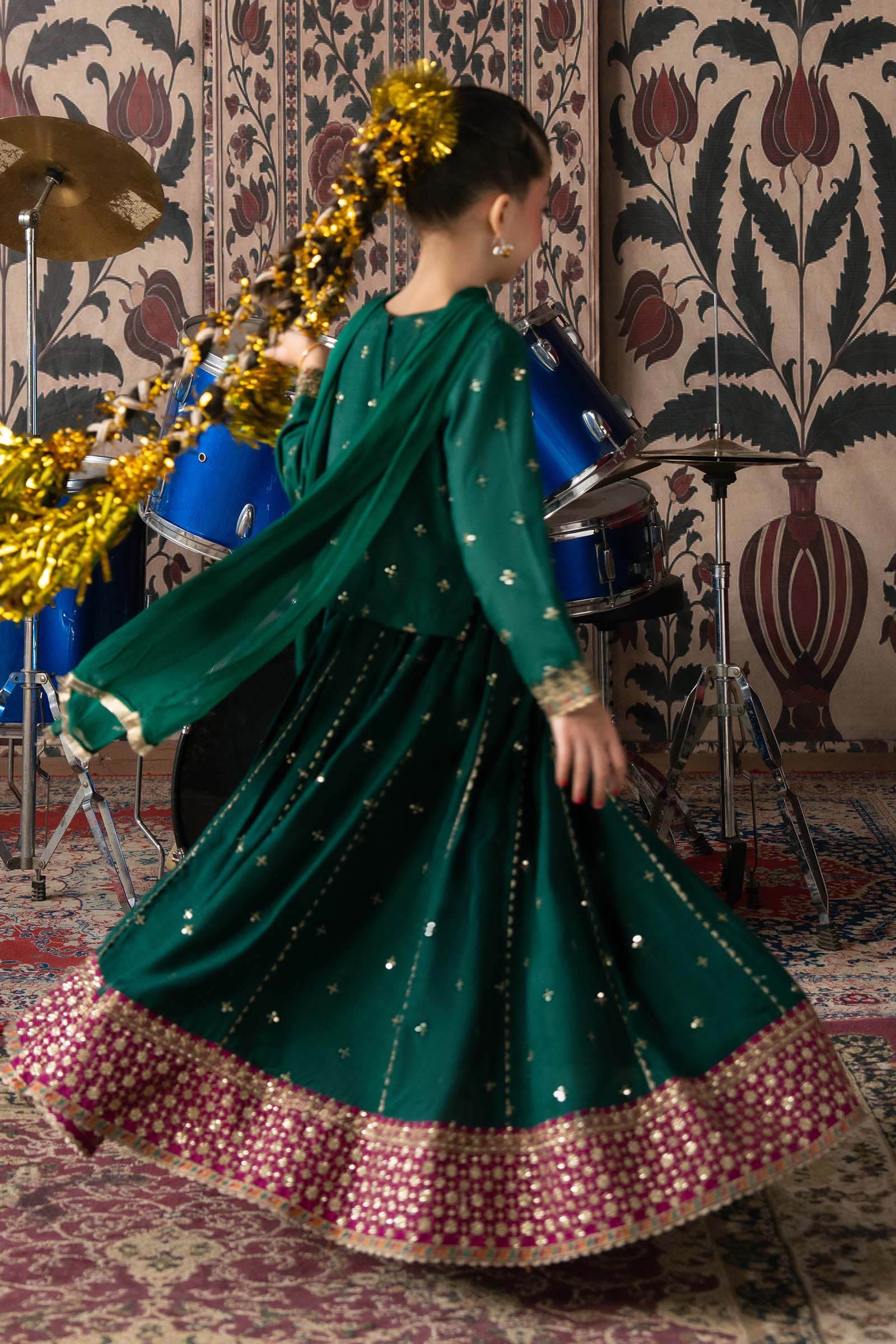 3 Piece Embroidered Raw Silk Suit