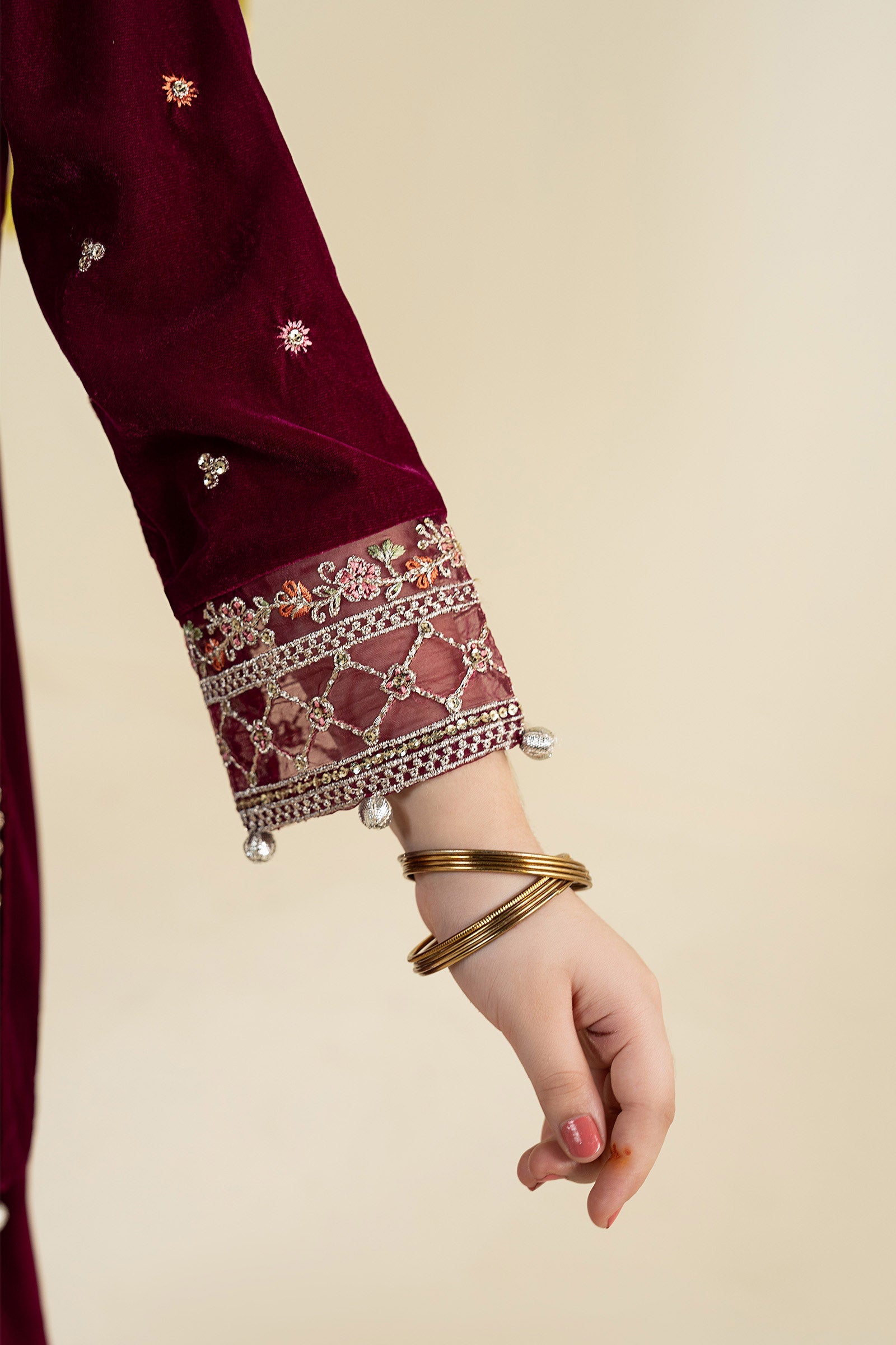 2 Piece Embroidered Velvet Suit