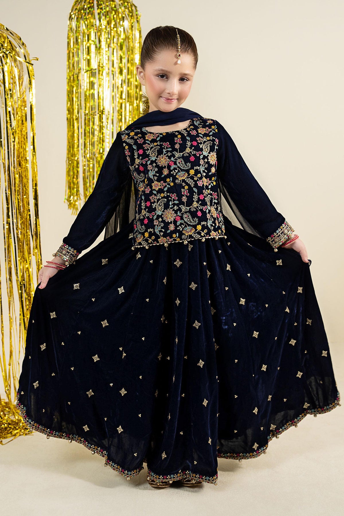 3 Piece Embroidered Velvet Suit