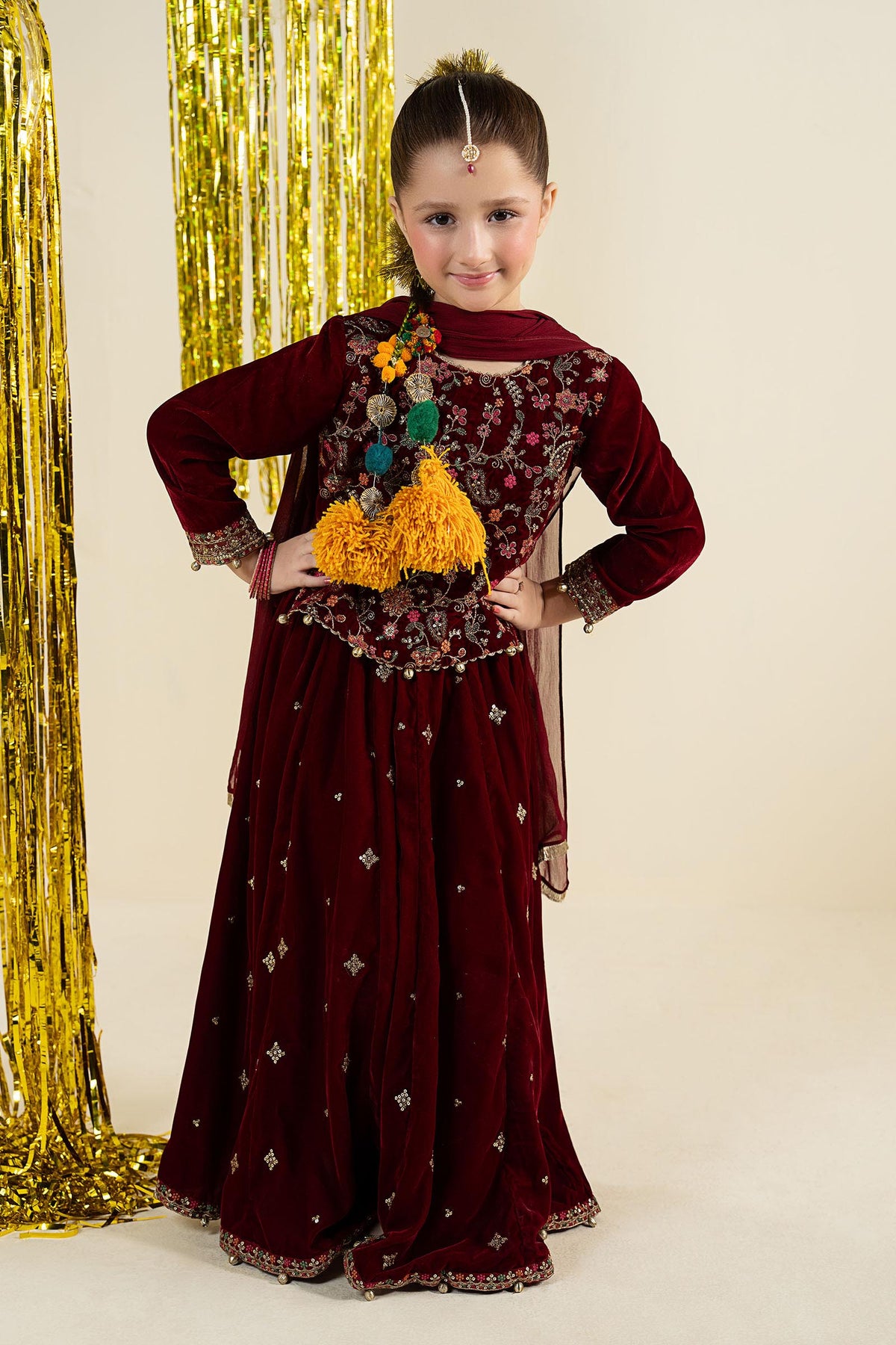 3 Piece Embroidered Velvet Suit