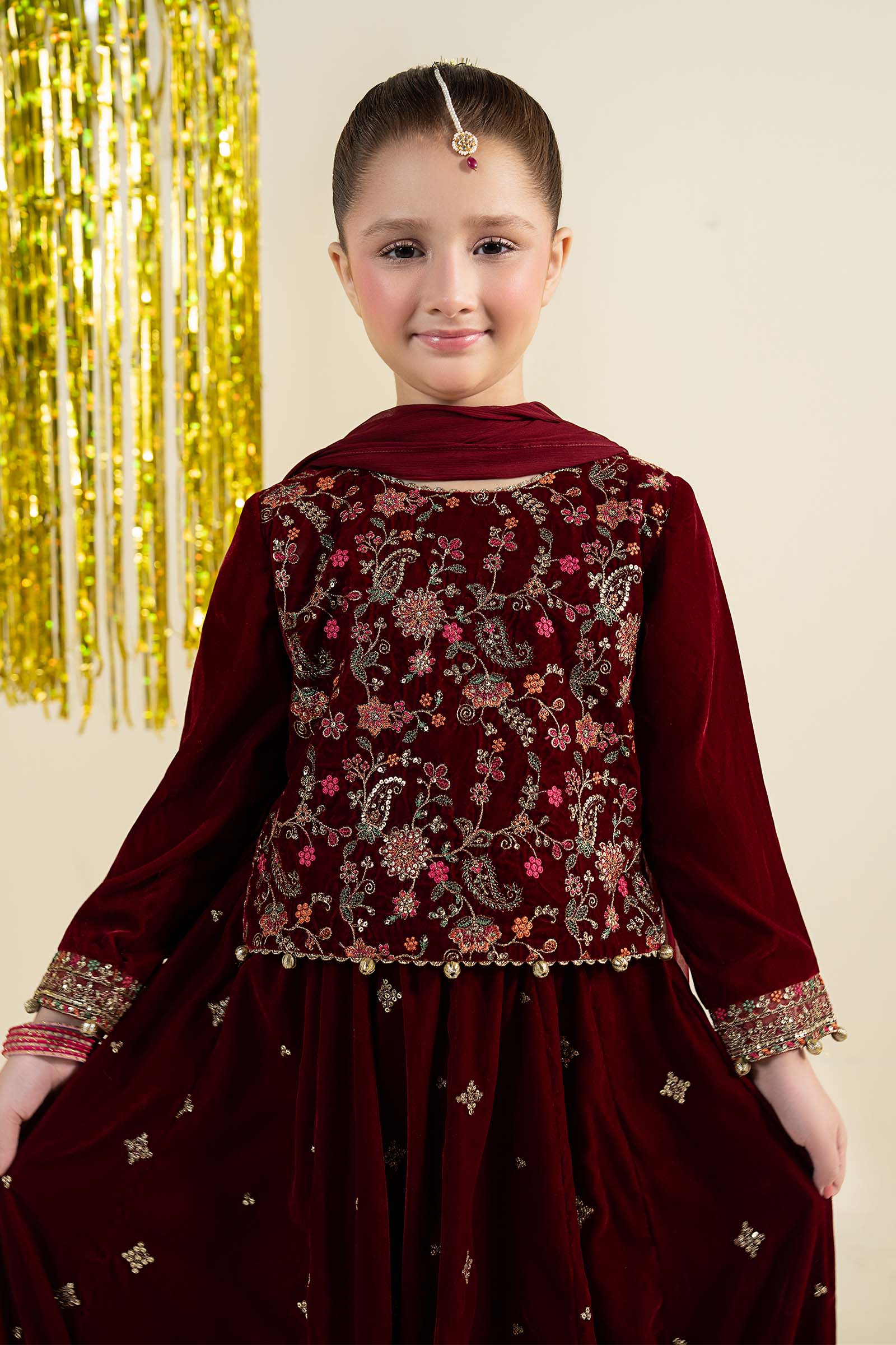 3 Piece Embroidered Velvet Suit