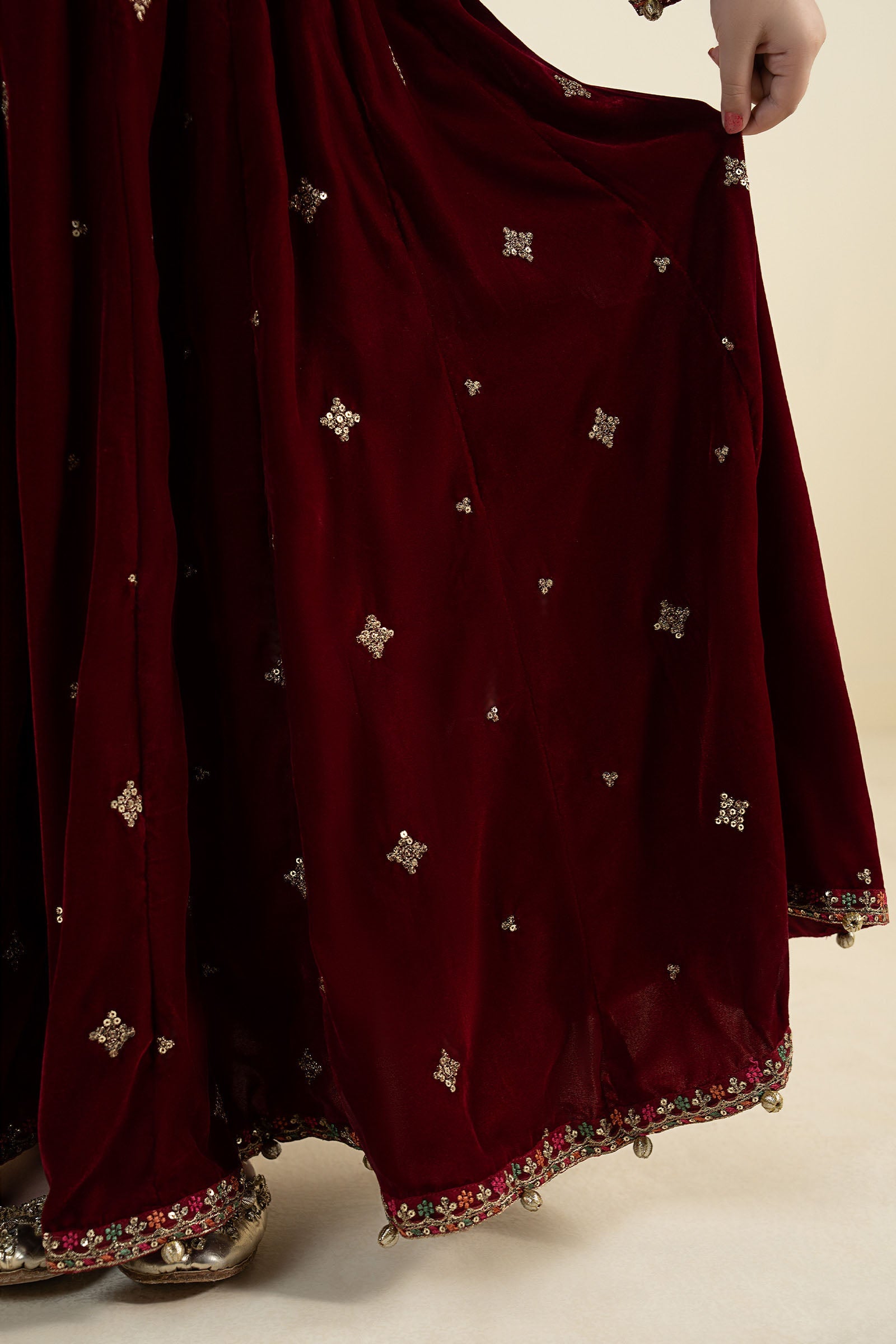 3 Piece Embroidered Velvet Suit