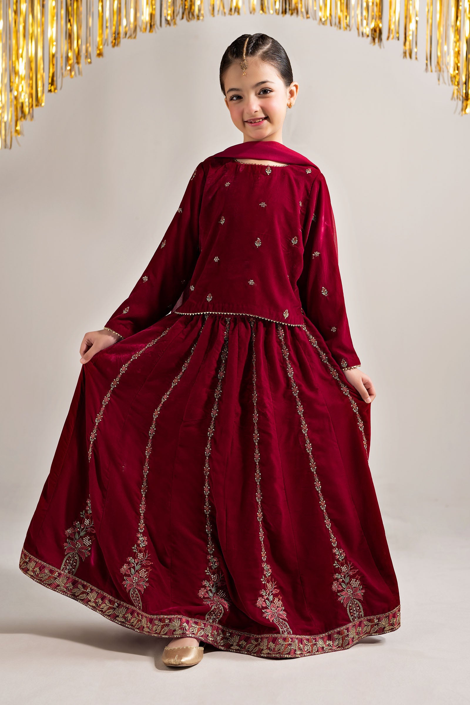 3 Piece Embroidered Velvet Suit