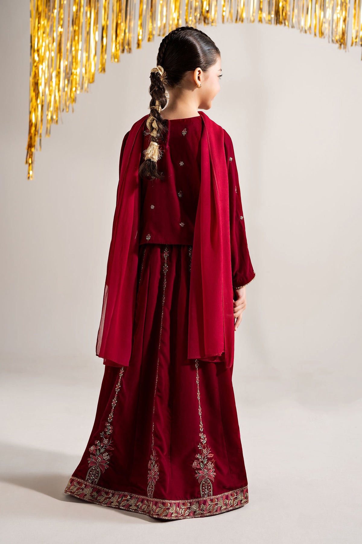 3 Piece Embroidered Velvet Suit