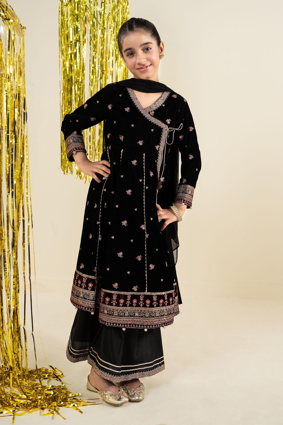 3 Piece Embroidered Velvet Suit