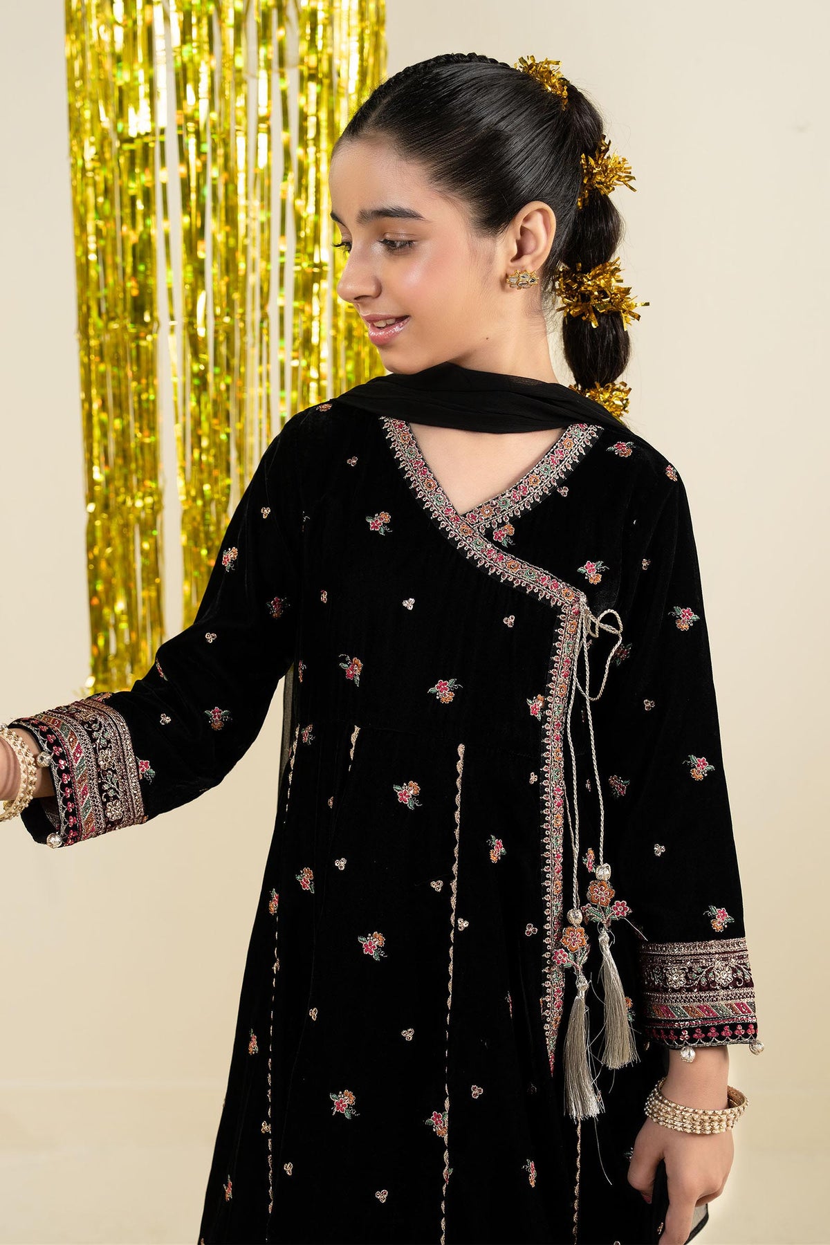 3 Piece Embroidered Velvet Suit