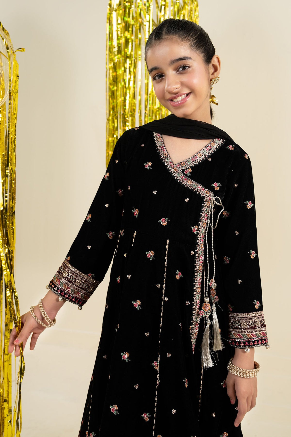 3 Piece Embroidered Velvet Suit