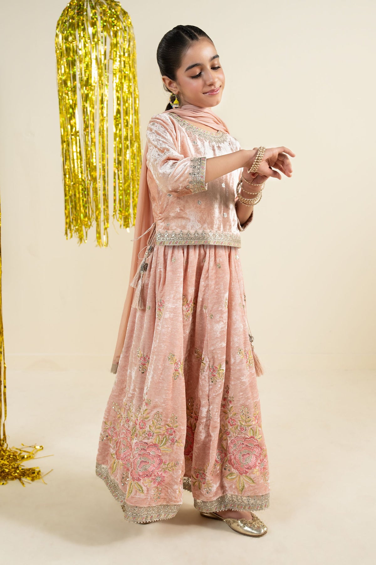 3 Piece Embroidered Velvet Suit