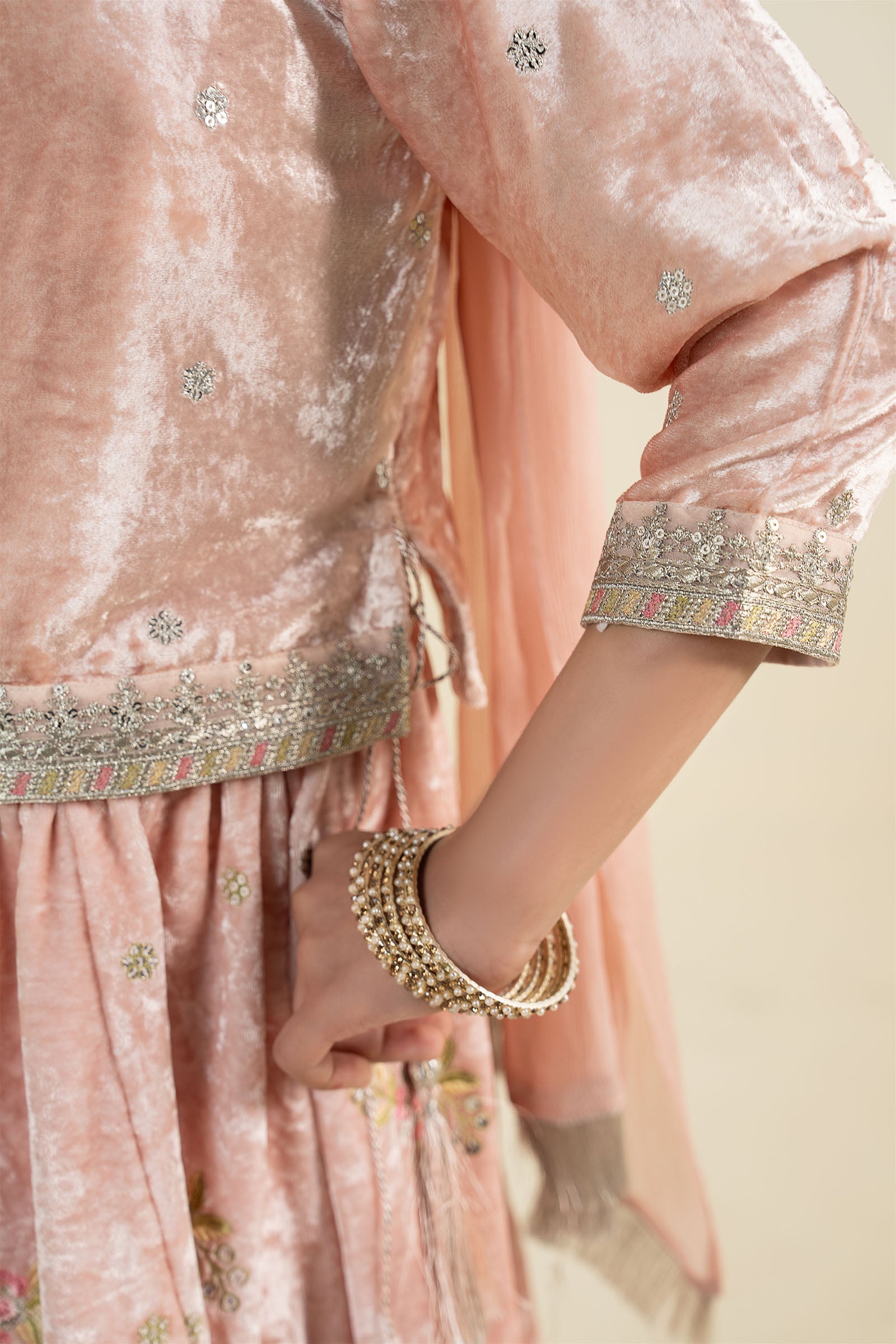 3 Piece Embroidered Velvet Suit