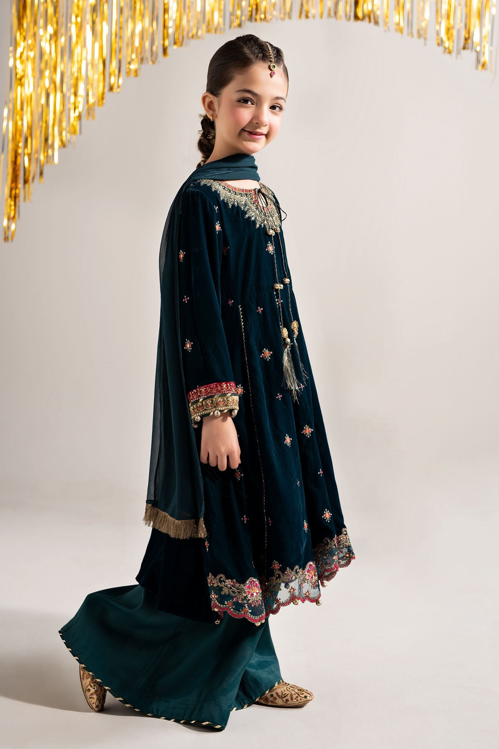 3 Piece Embroidered Velvet Suit