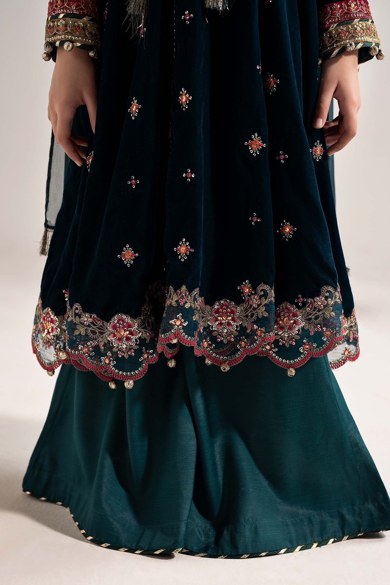 3 Piece Embroidered Velvet Suit