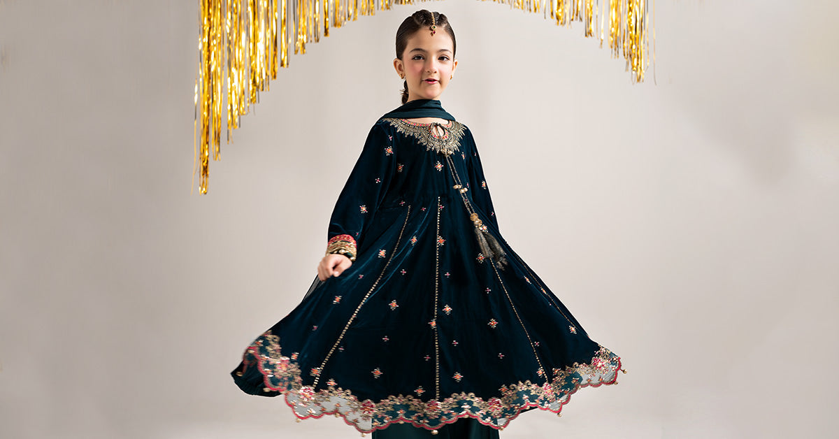 3 Piece Embroidered Velvet Suit