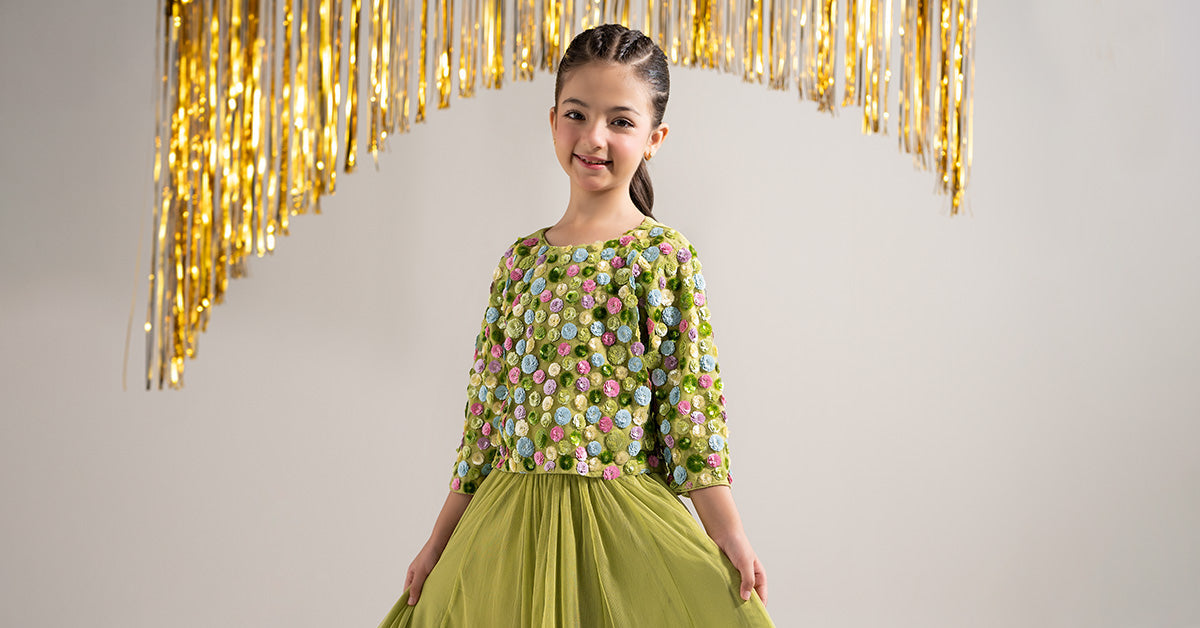 2 Piece Embroidered Net Suit