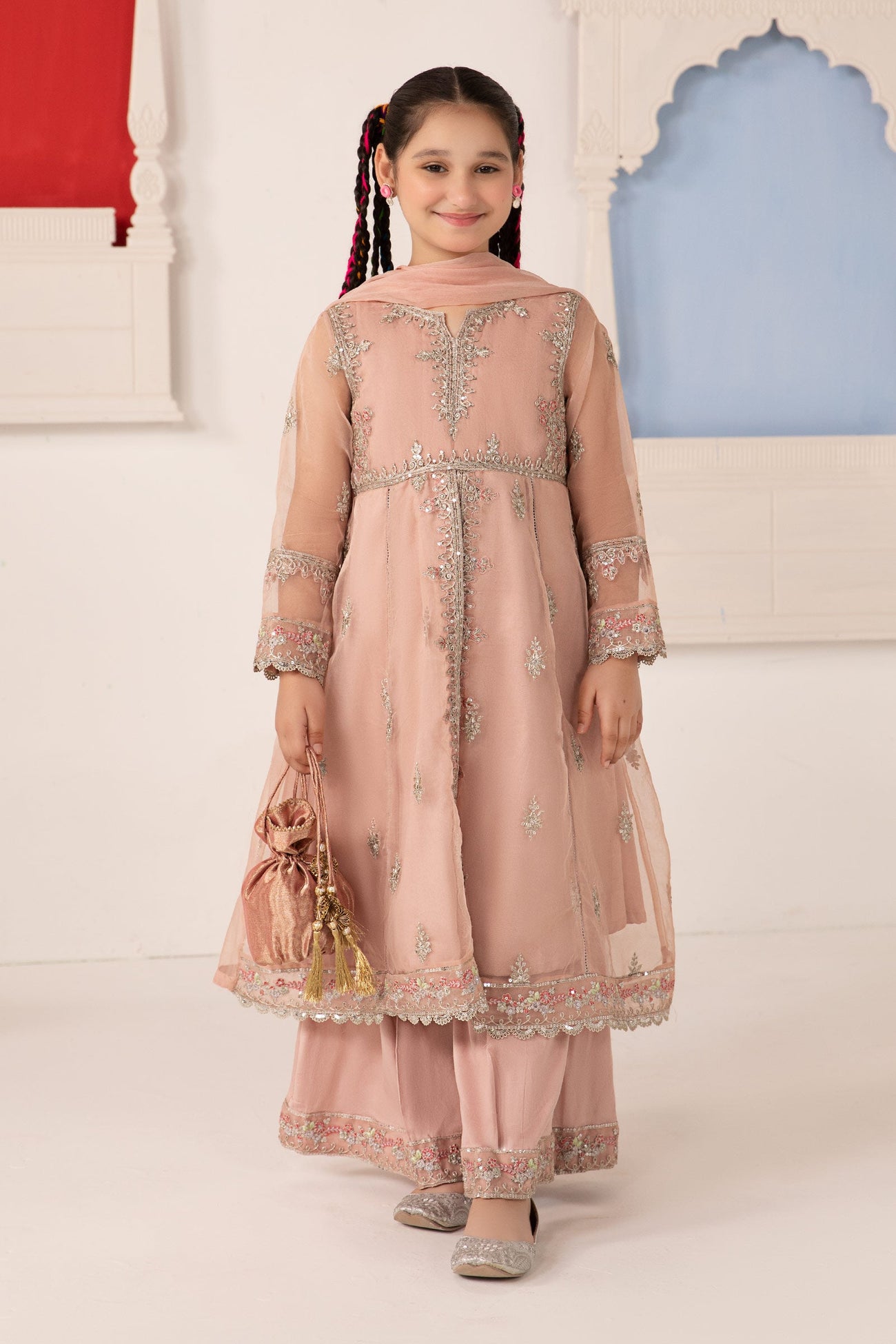 3 Piece Embroidered Organza Suit