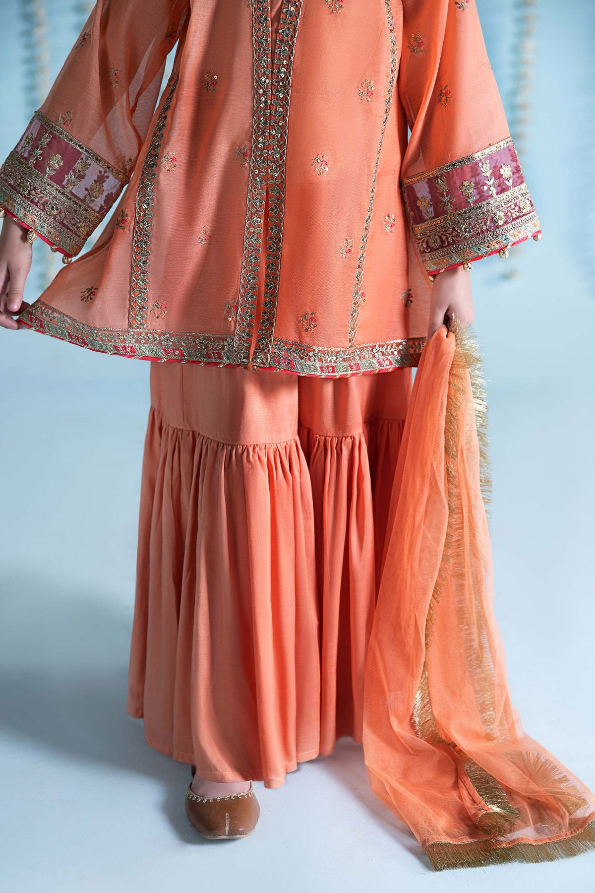 3 Piece Embroidered Paper Cotton Suit