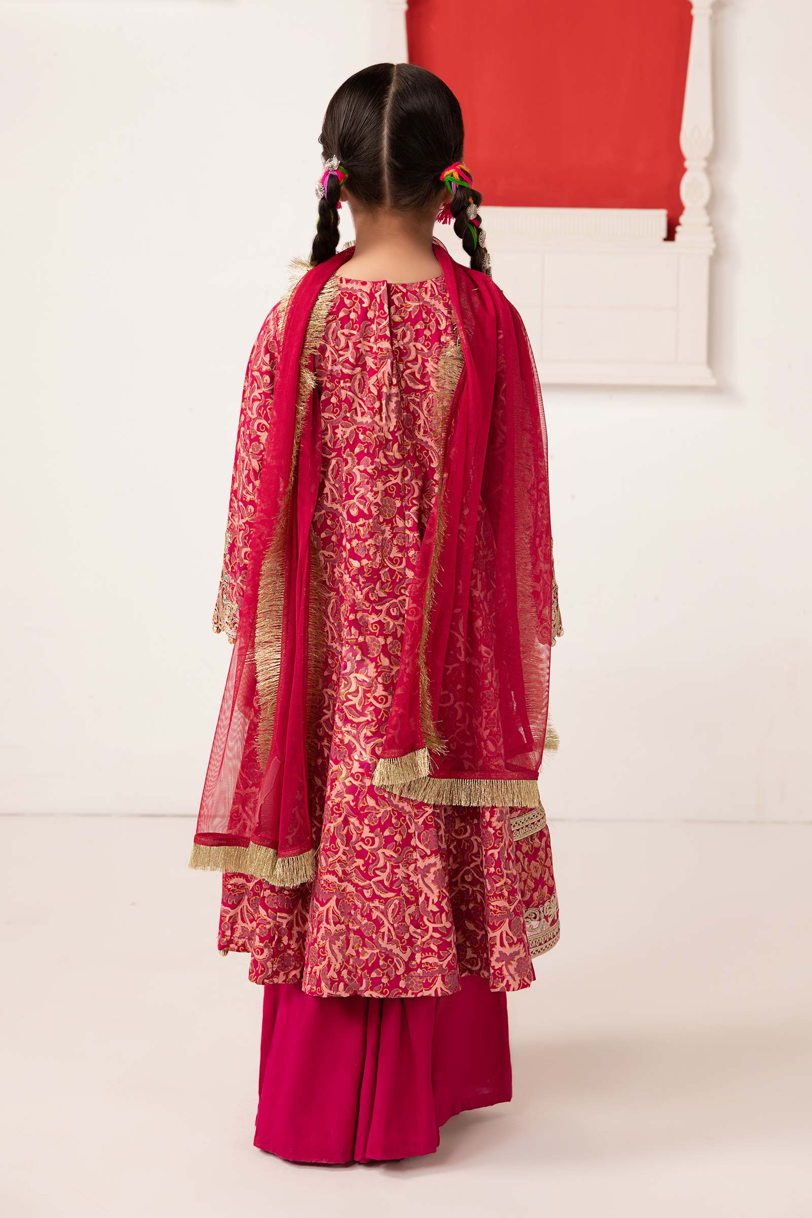3 Piece Printed Raw Silk Suit