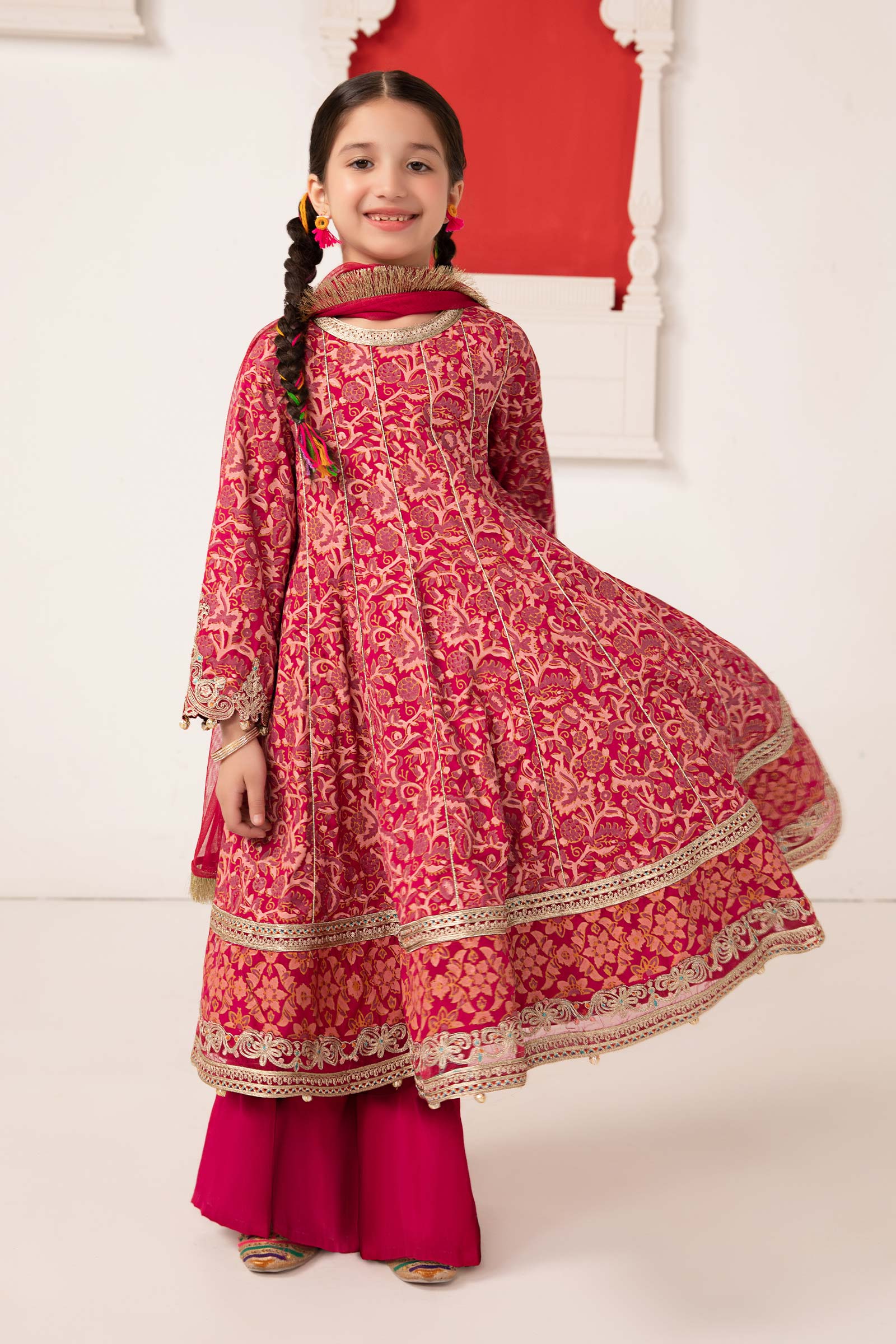 3 Piece Printed Raw Silk Suit