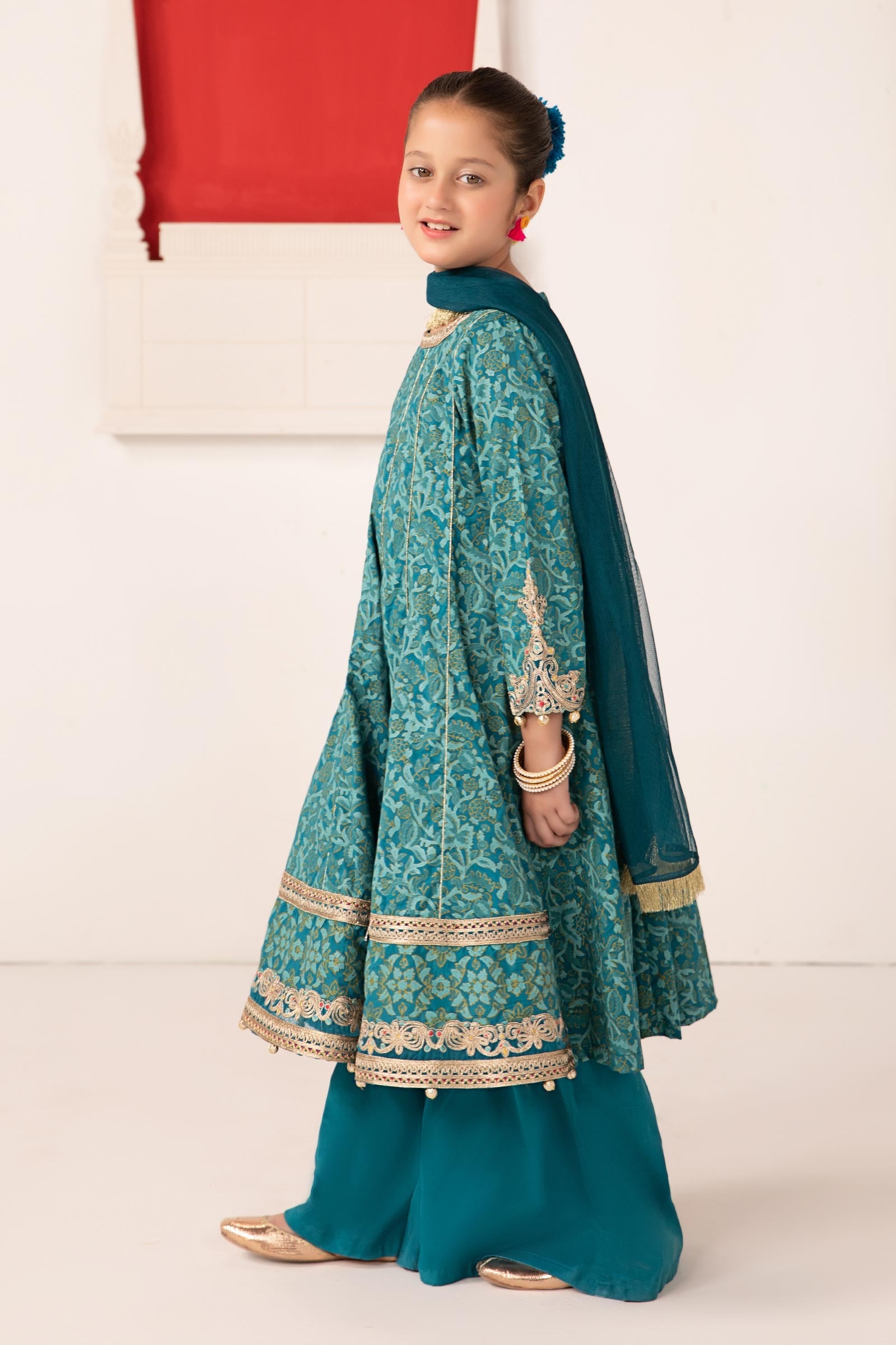 3 Piece Printed Raw Silk Suit