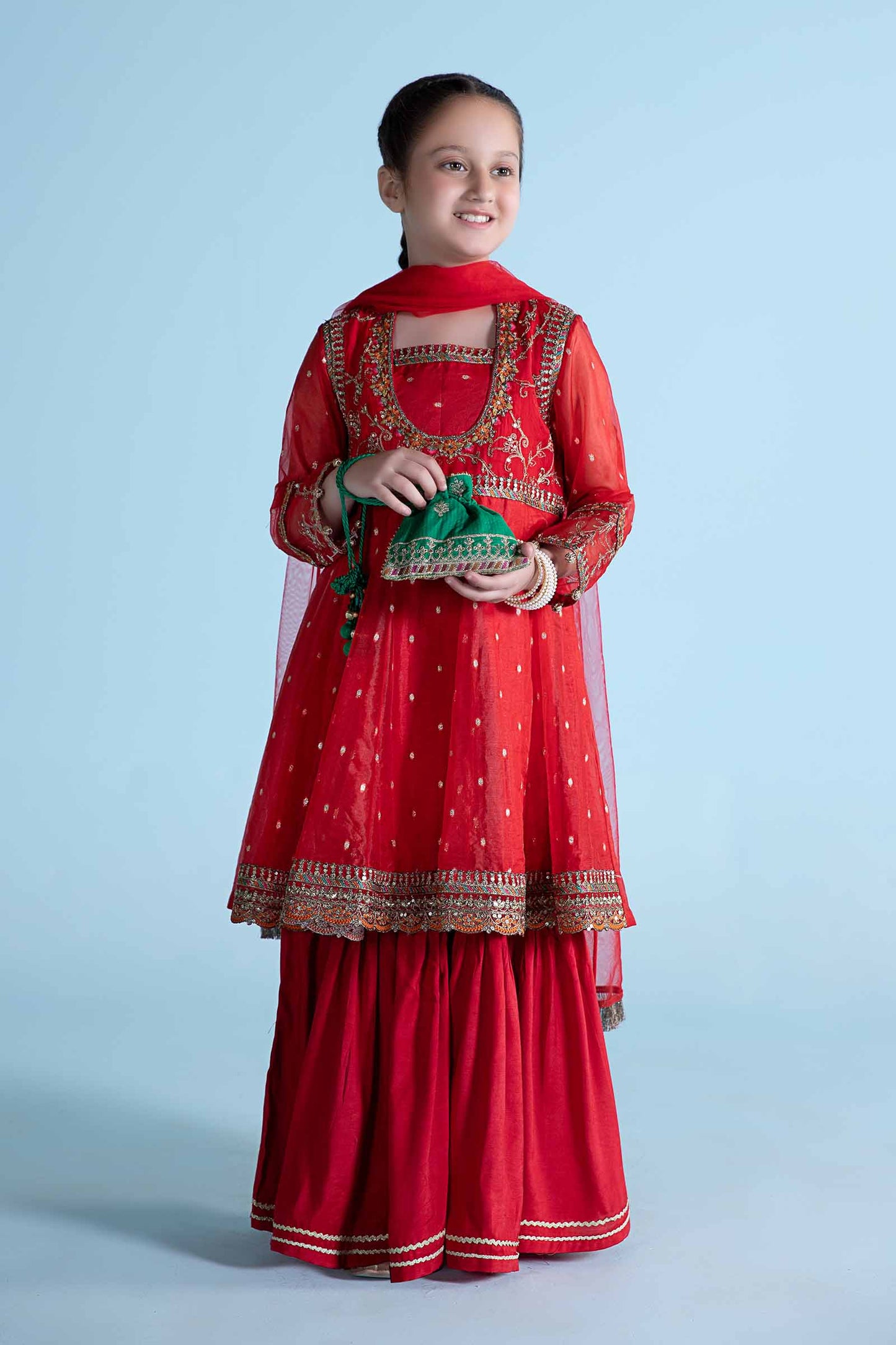 3 Piece Embroidered Lurex Organza Suit
