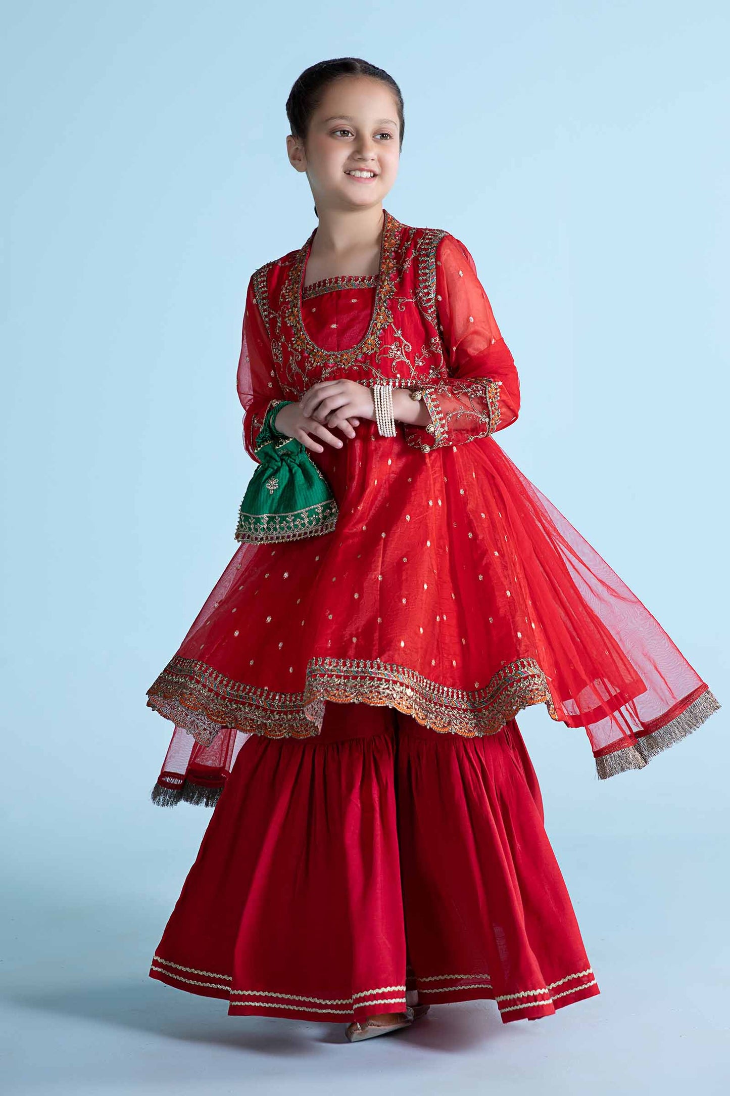 3 Piece Embroidered Lurex Organza Suit
