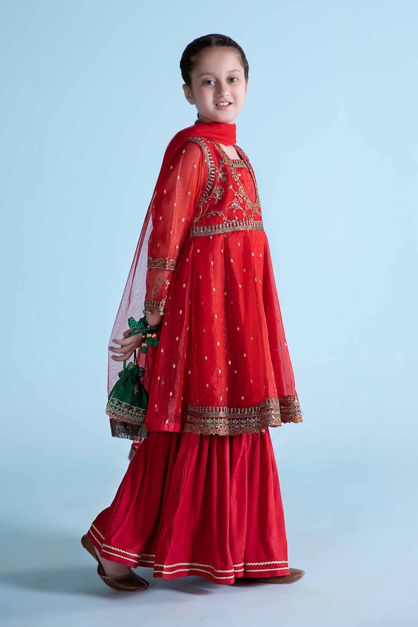 3 Piece Embroidered Lurex Organza Suit