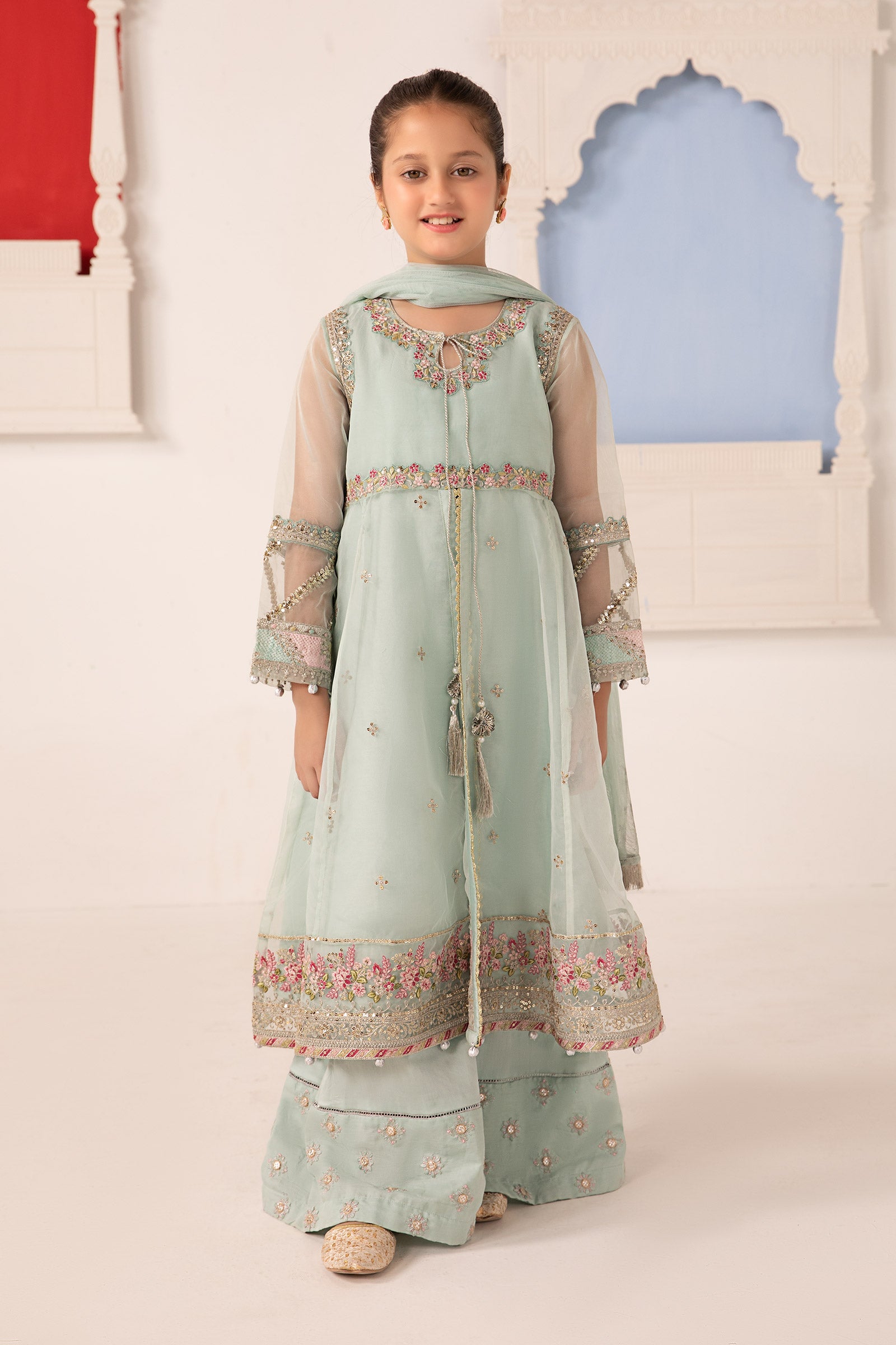 3 Piece Embroidered Organza Suit