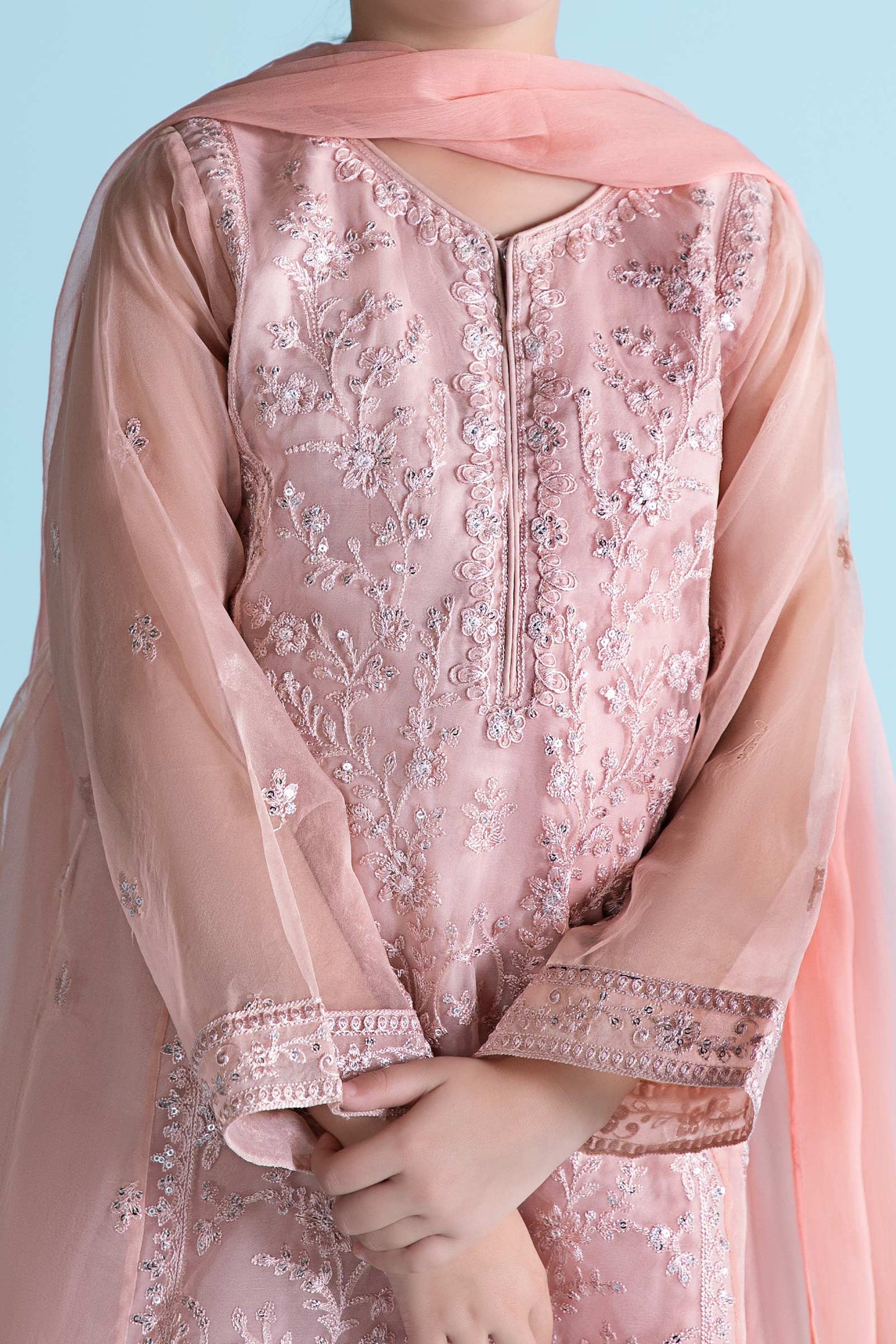 3 Piece Embroidered Organza Suit