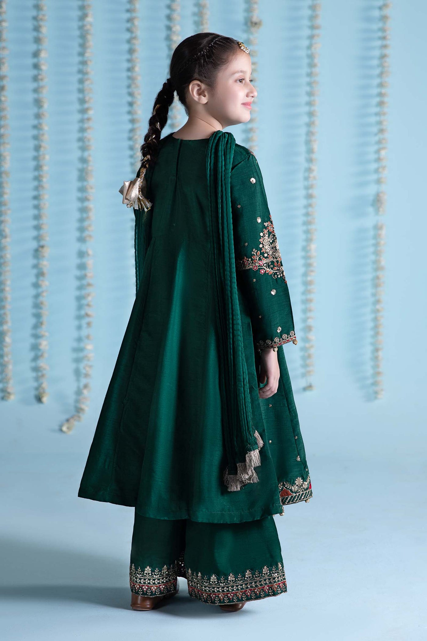 3 PIECE EMBROIDERED RAW SILK SUIT | MKS-EA24-27