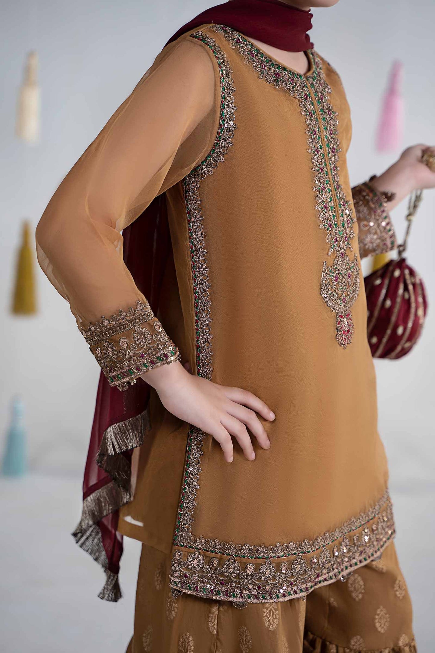 3 Piece Embroidered Organza Suit