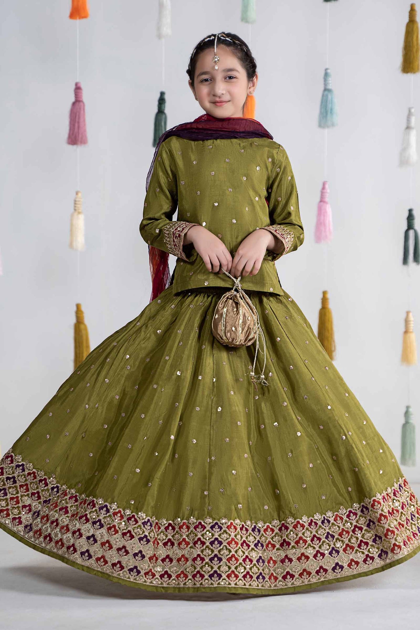 3 Piece Embroidered Bamber Raw Silk Suit