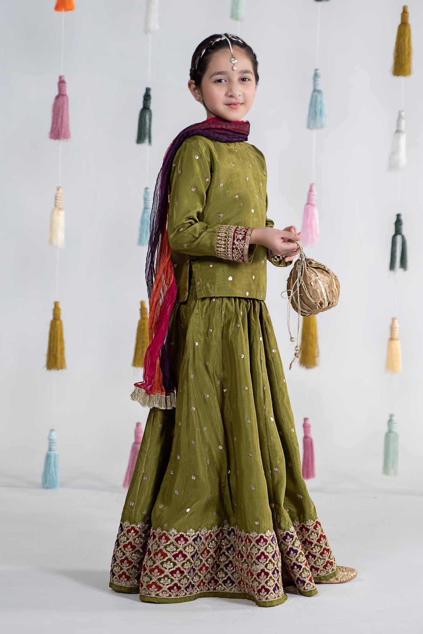 3 Piece Embroidered Bamber Raw Silk Suit