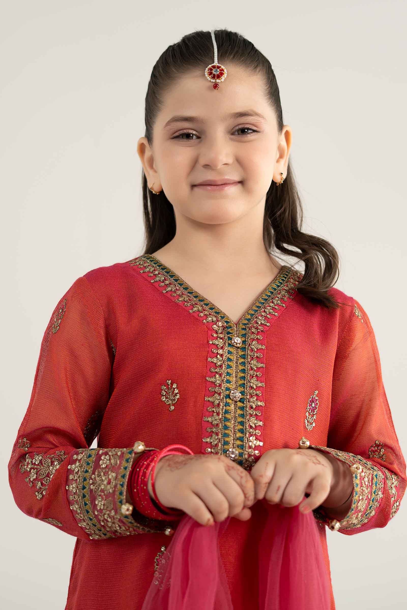 3 Piece Embroidered Khadi Net Suit